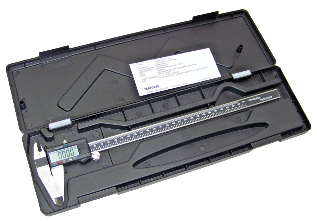 12″ Electronic Digital Caliper Precision Stainless Inch/Metric LCD Dial w/ case
