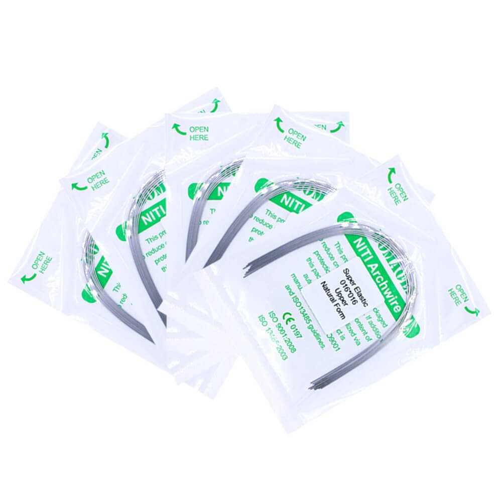 100×Dental Ortho Super Elastic Niti Rectangular Arch Wire Natural 16×16 Upper