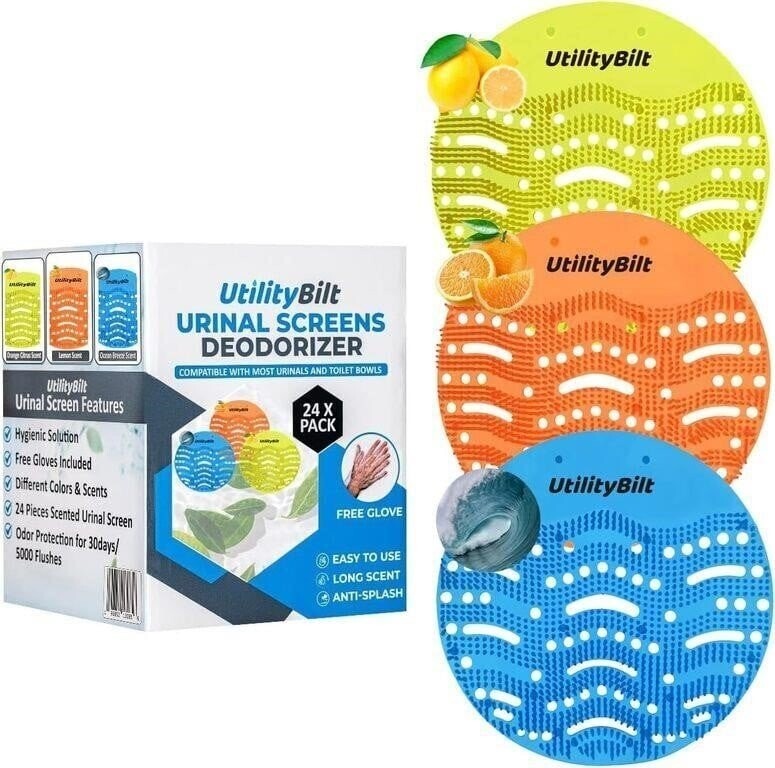 Utilitybilt Urinal Screens Deodorizer 24 Pack. Odor Protection For 30 Days