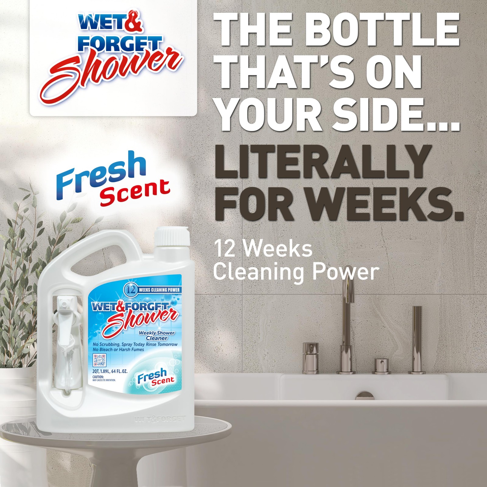 Wet & Forget Shower Cleaner Spray 64 Fl Oz (Pack of 1), Fresh Scent