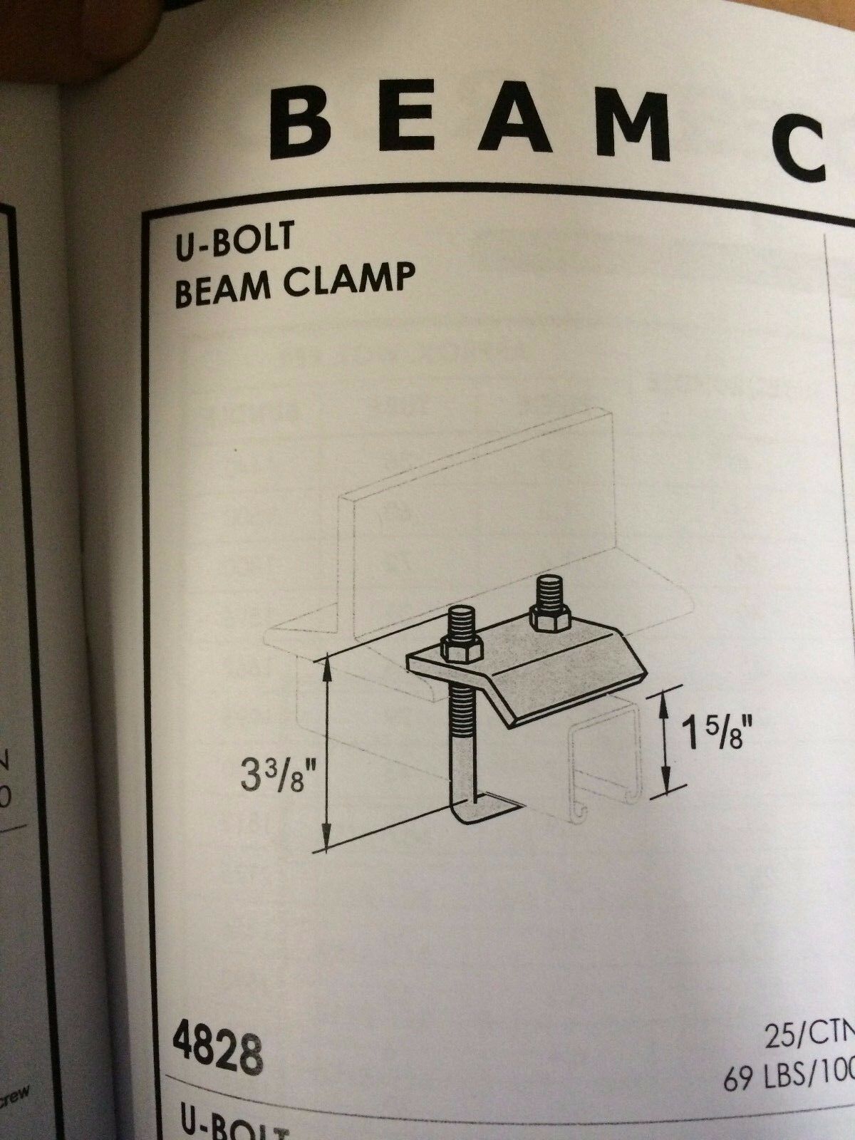 1-5/8″ U-Bolt Beam Clamps for Unistrut / B-Line Channel #4828 P2785