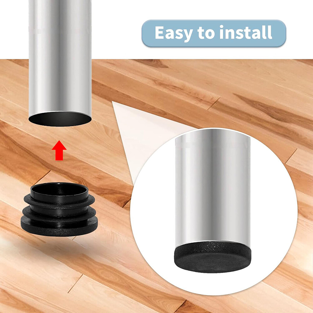 Black Round Plastic Blanking End Cap Caps Tube Pipe Inserts Plug Bung Steel Leg