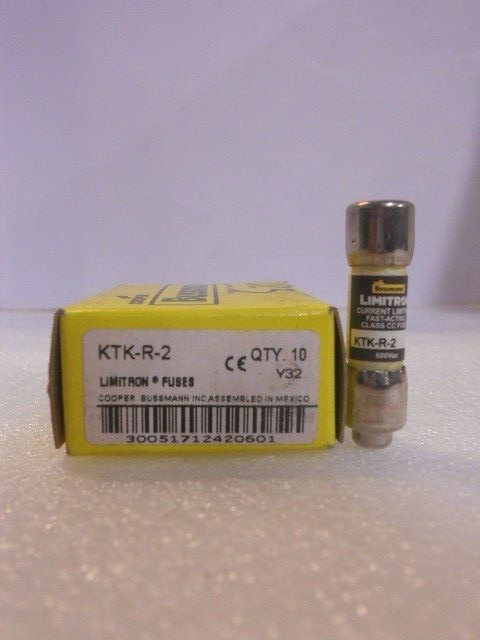 New Lot Cooper Bussmann KTK-R 2 Amp Fuses Class CC 600V NEW LOOK NIB