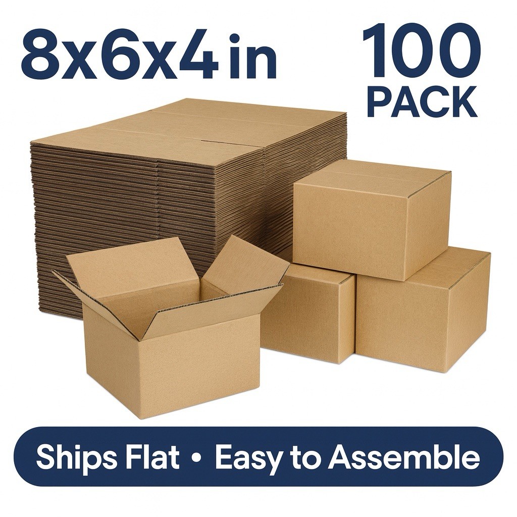 100 8x6x4 Shipping Boxes Cardboard Corrugated Mailing Packing Cartons USA
