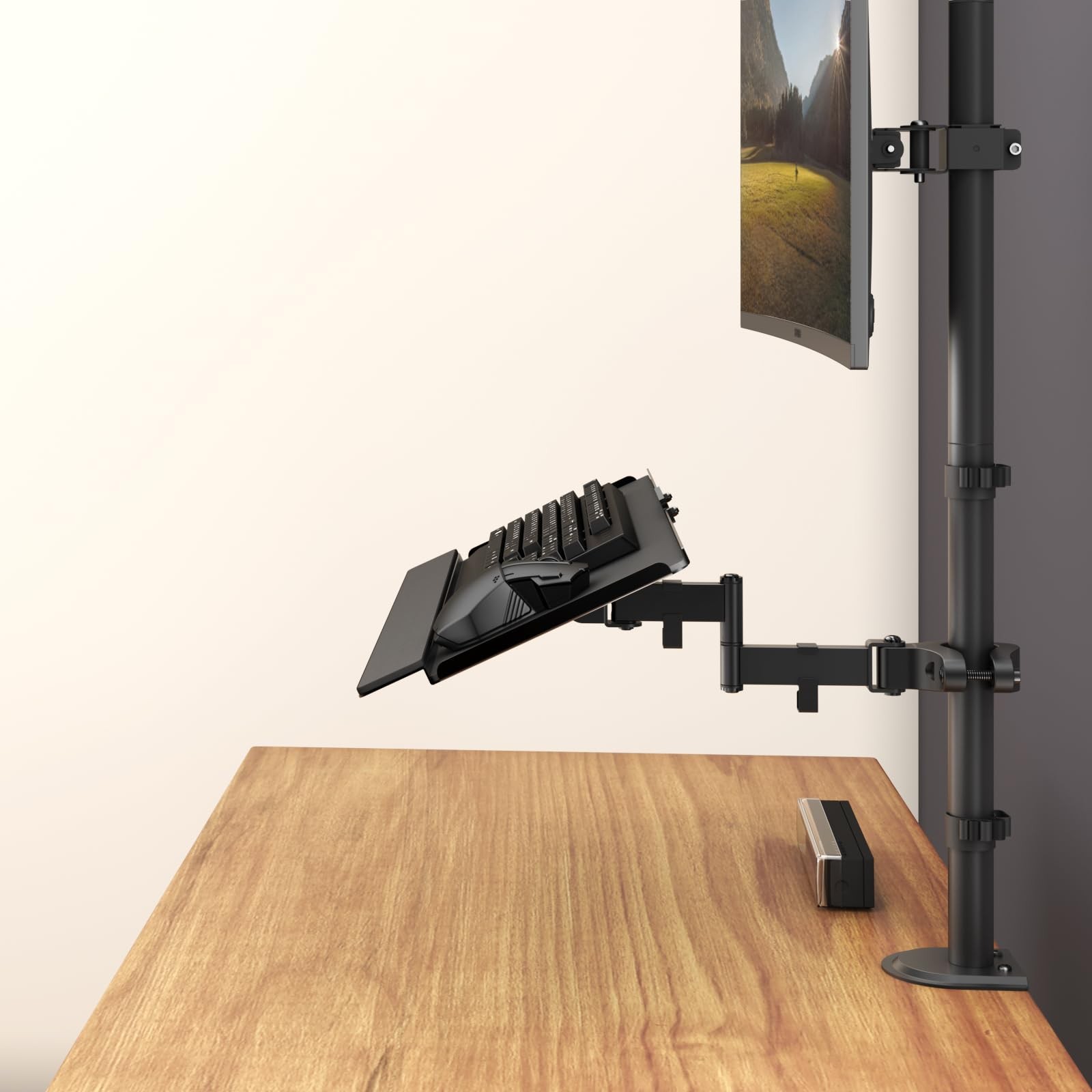 Keyboard Tray Pole Mount – Keyboard & Mouse Mount fits Most Standard and Over…