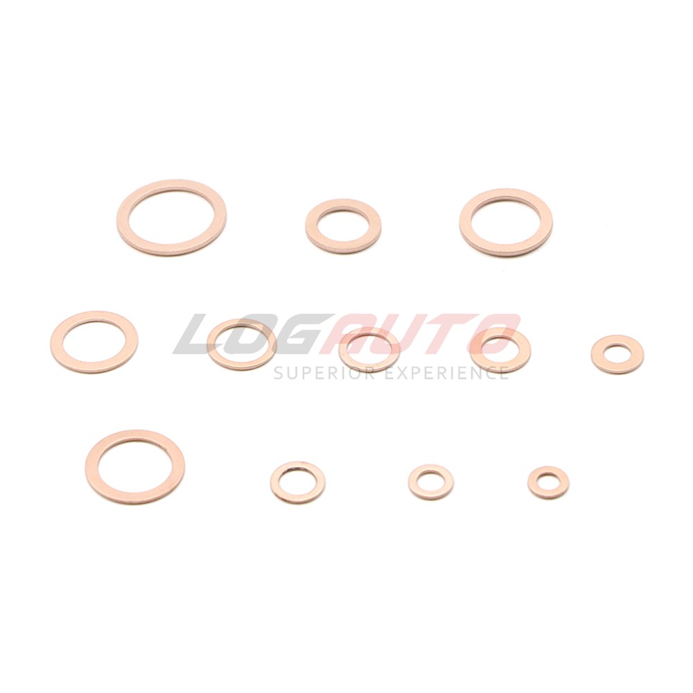 300Pcs Copper Crush Flat Washer Solid Gasket Set Ring Seal M5-M20 Assortment Kit