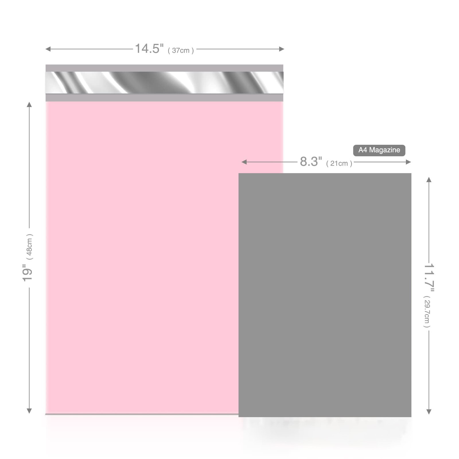 Durable Poly Mailers 14.5×19 Inch, 50pc Self Seal Shipping Bags, Light Pink