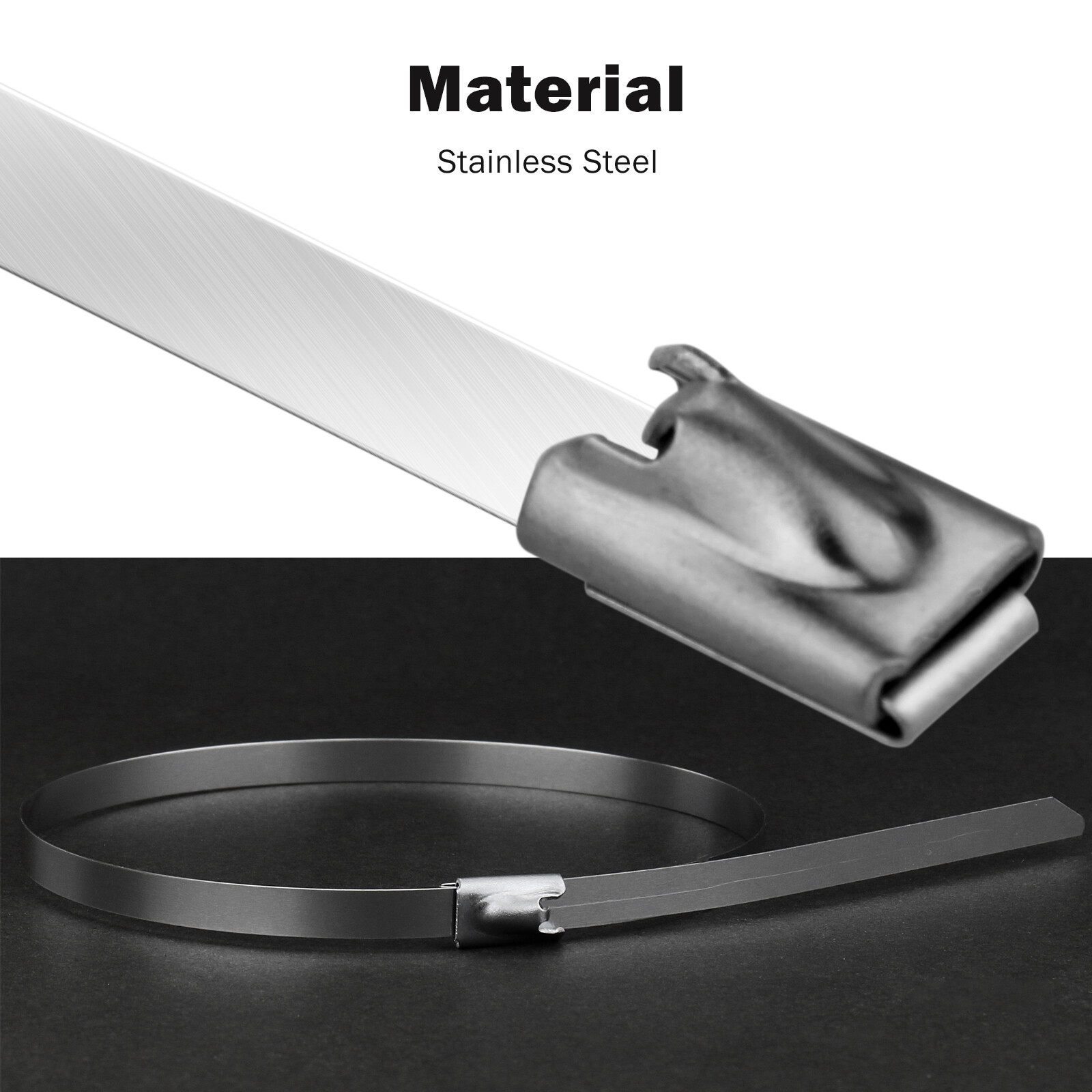 100PCS 150mm Metal Zip Ties Stainless Steel Heavy Duty Self-Locking Cable Ties