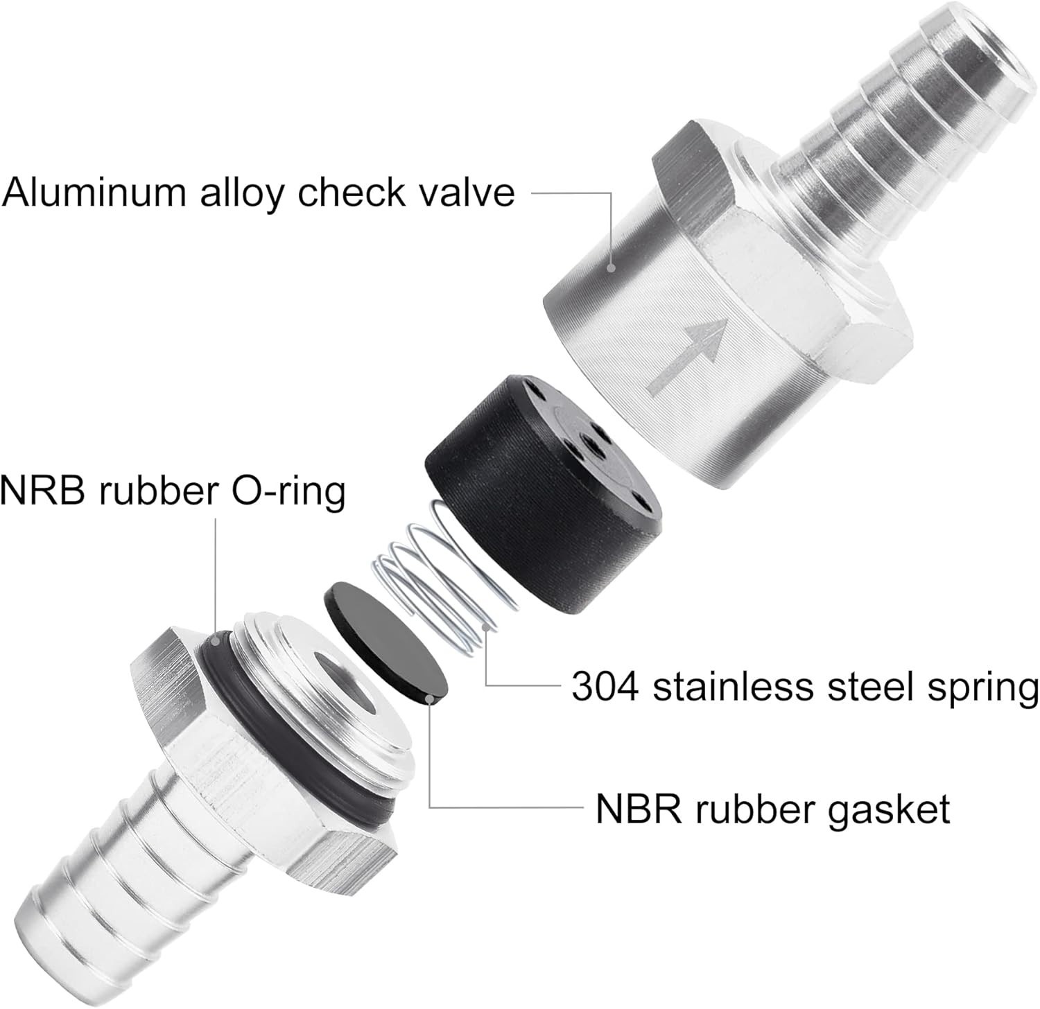 2x 6mm 1/4″ Fuel Line Non-Return One Way Air Fuel Oil Check Valve Diesel Gas