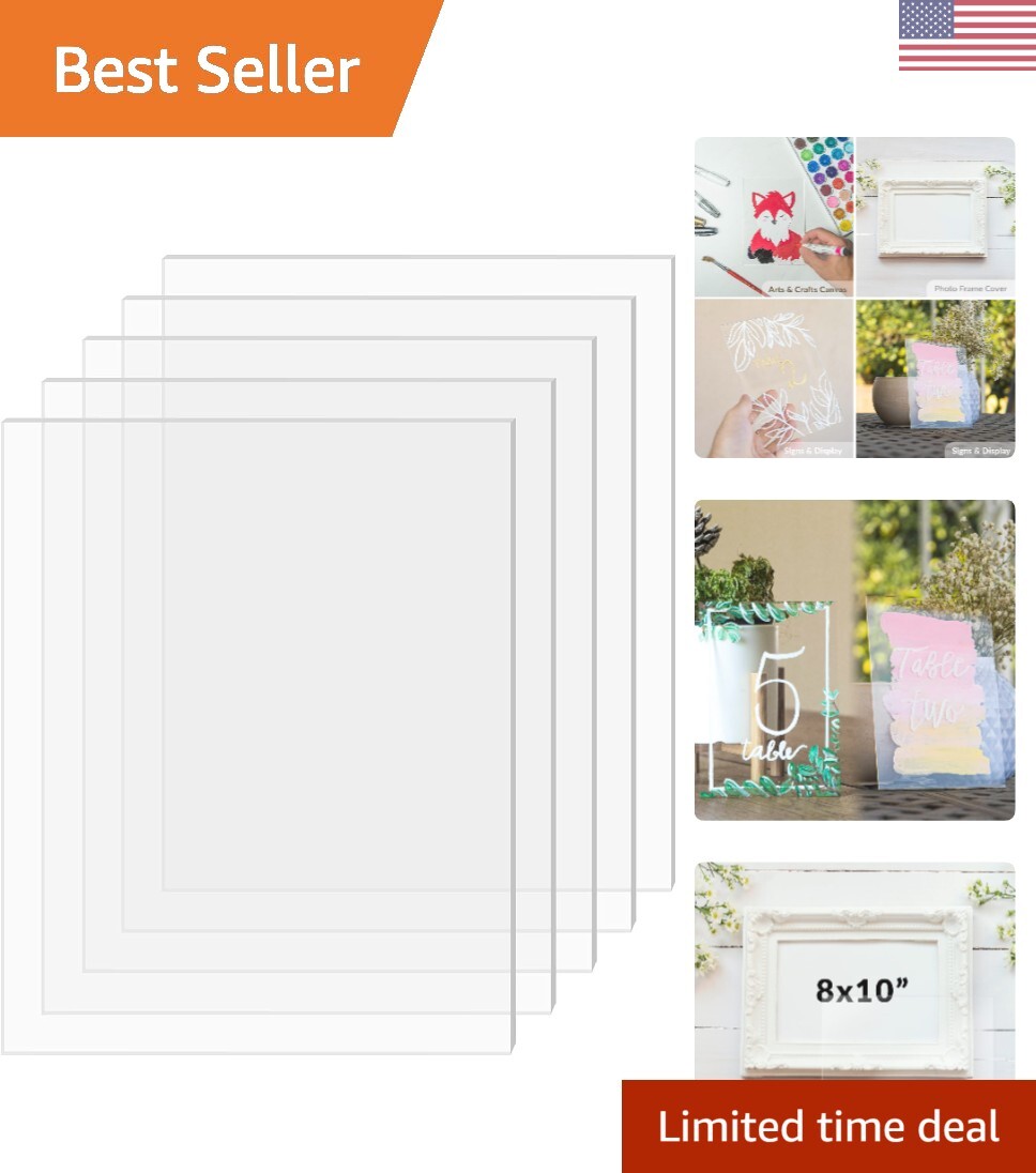 Clear Cast Plexiglass 8×10 Acrylic Sheet – High-Clarity, Multipurpose – 5 Pack