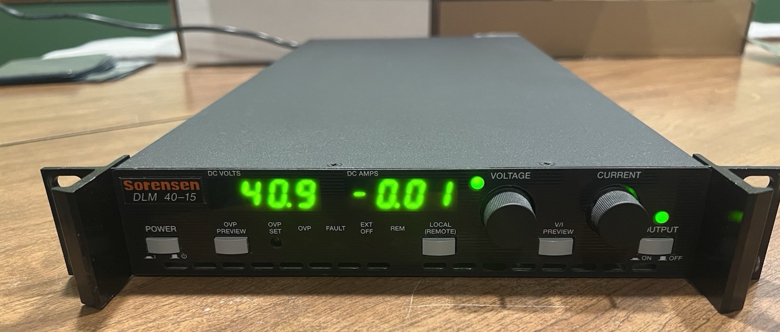 Sorensen DLM40-15 DC Power Supply Rack Mount with Extender