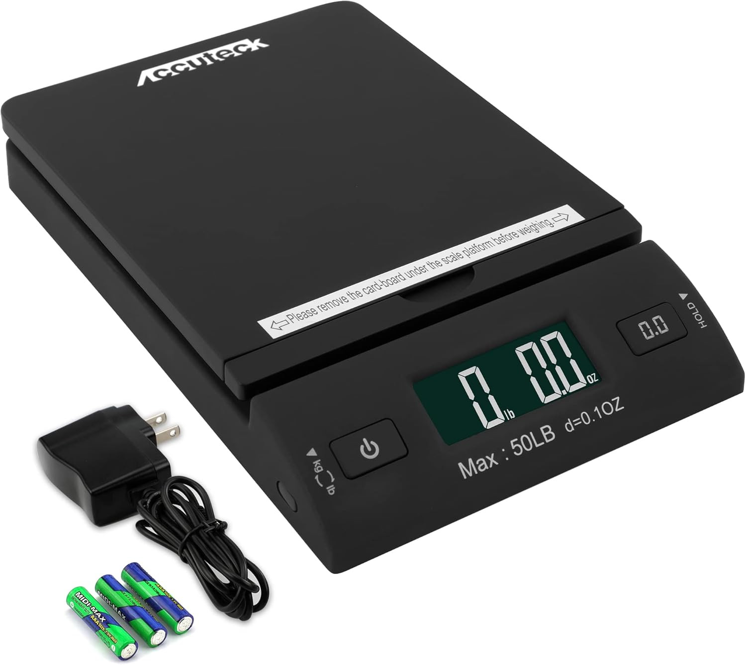 Accuteck 50 lb All-in-One Black Digital Shipping Postal Scale with Adapter