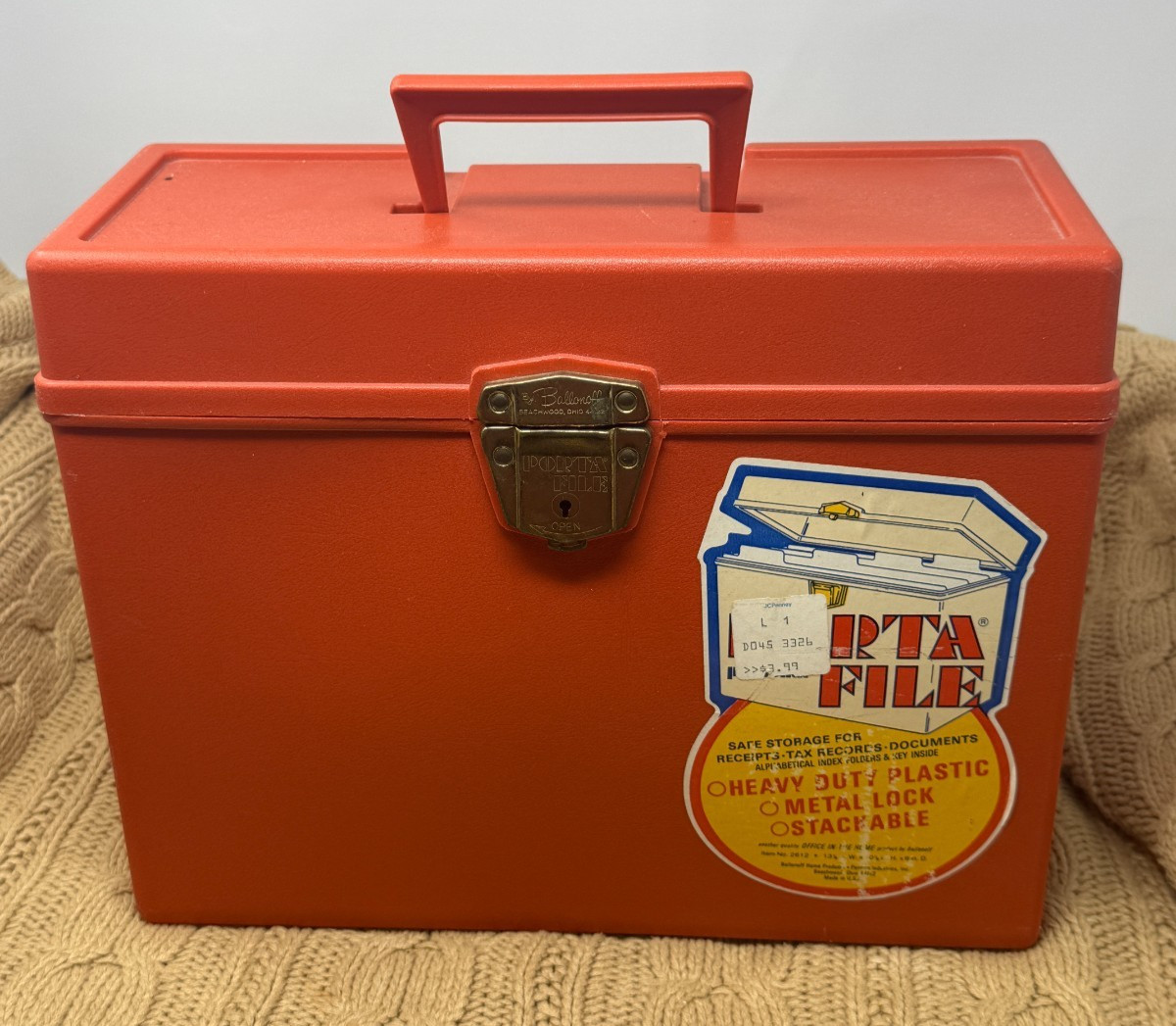 Vintage Ballonoff Porta File Box Storage Orange Plastic Retro Mod 1960’s