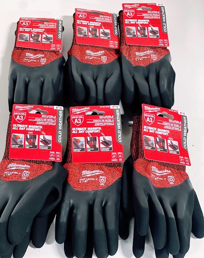 (6-Pairs) Milwaukee 48-22-8922 Cut Level 3 Insulated Gloves-Sizes Large-