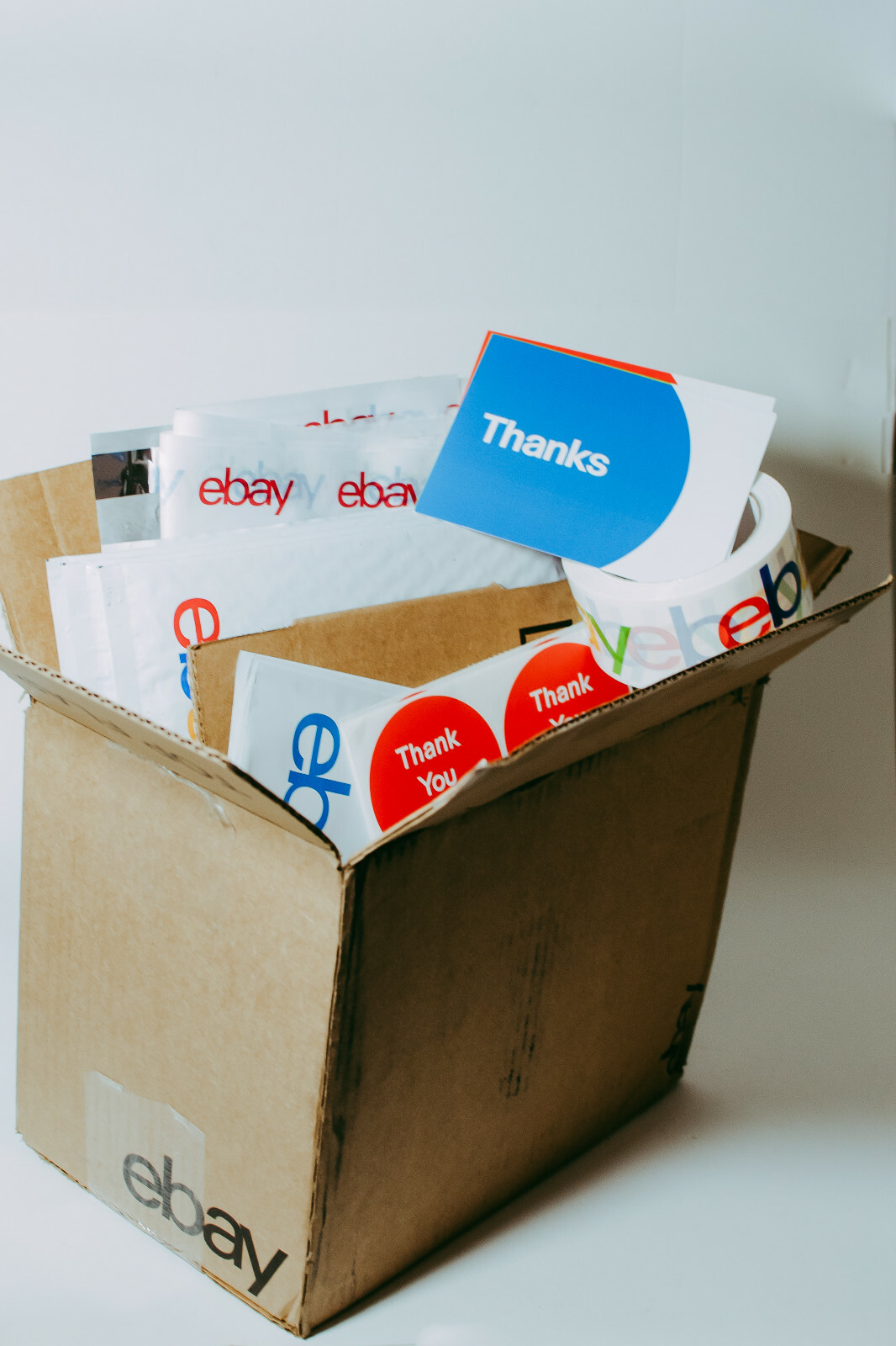 39 Ebay Branded Shipping Supplies STARTER KIT Box Large Poly Tape Tissue Postcar