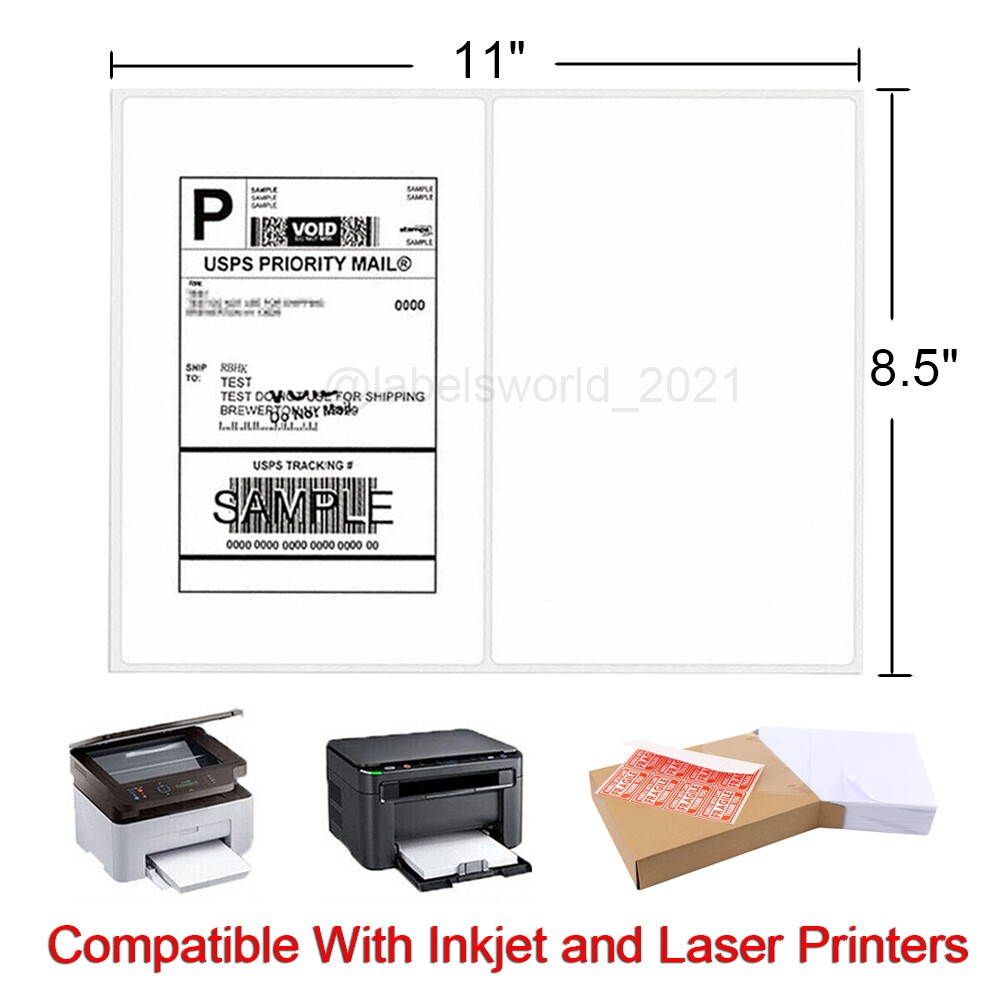 500-8000 Mailing Shipping Labels 8.5″x5.5″ Round Corner Half Sheet Self Adhesive