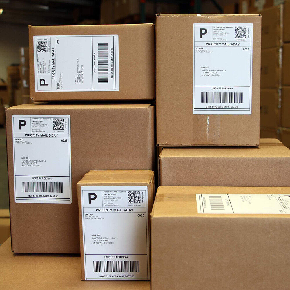 500 4″ x 6″ Fanfold Direct Thermal Shipping Labels for Zebra & Rollo Printers US