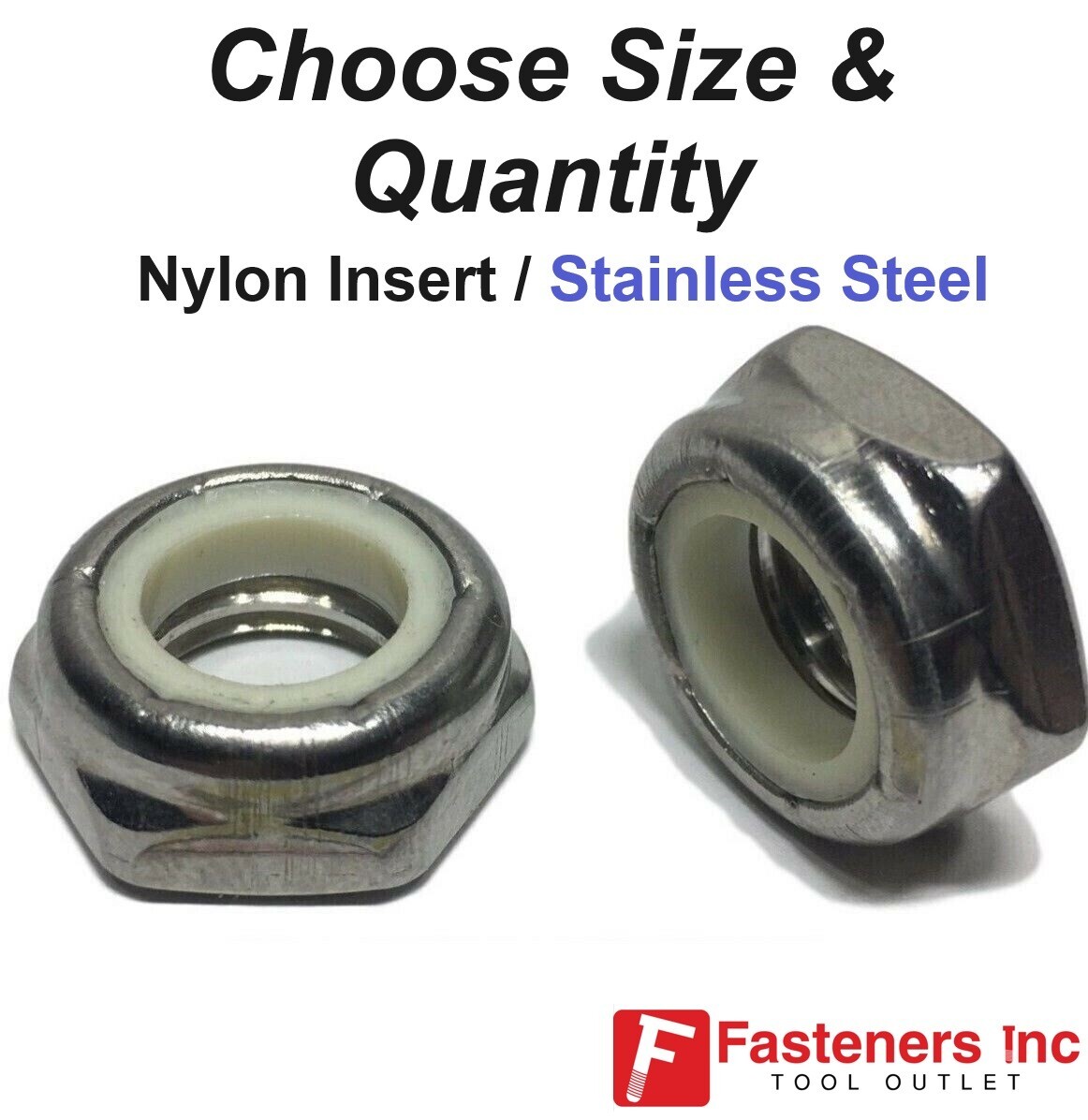 Hex Jam Nylon Insert Lock nut Nylock Stainless Steel Half Height(All Size & Qty)