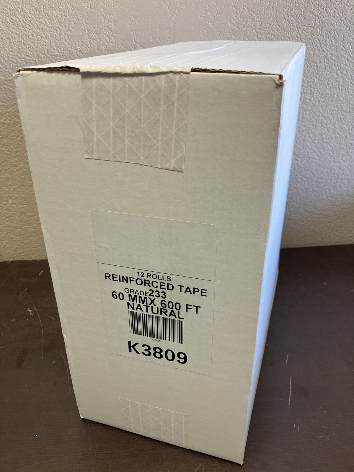 New 12 Rolls Reinforced Gummed Paper Tape 60mm x 600ft Natural Brown K3809