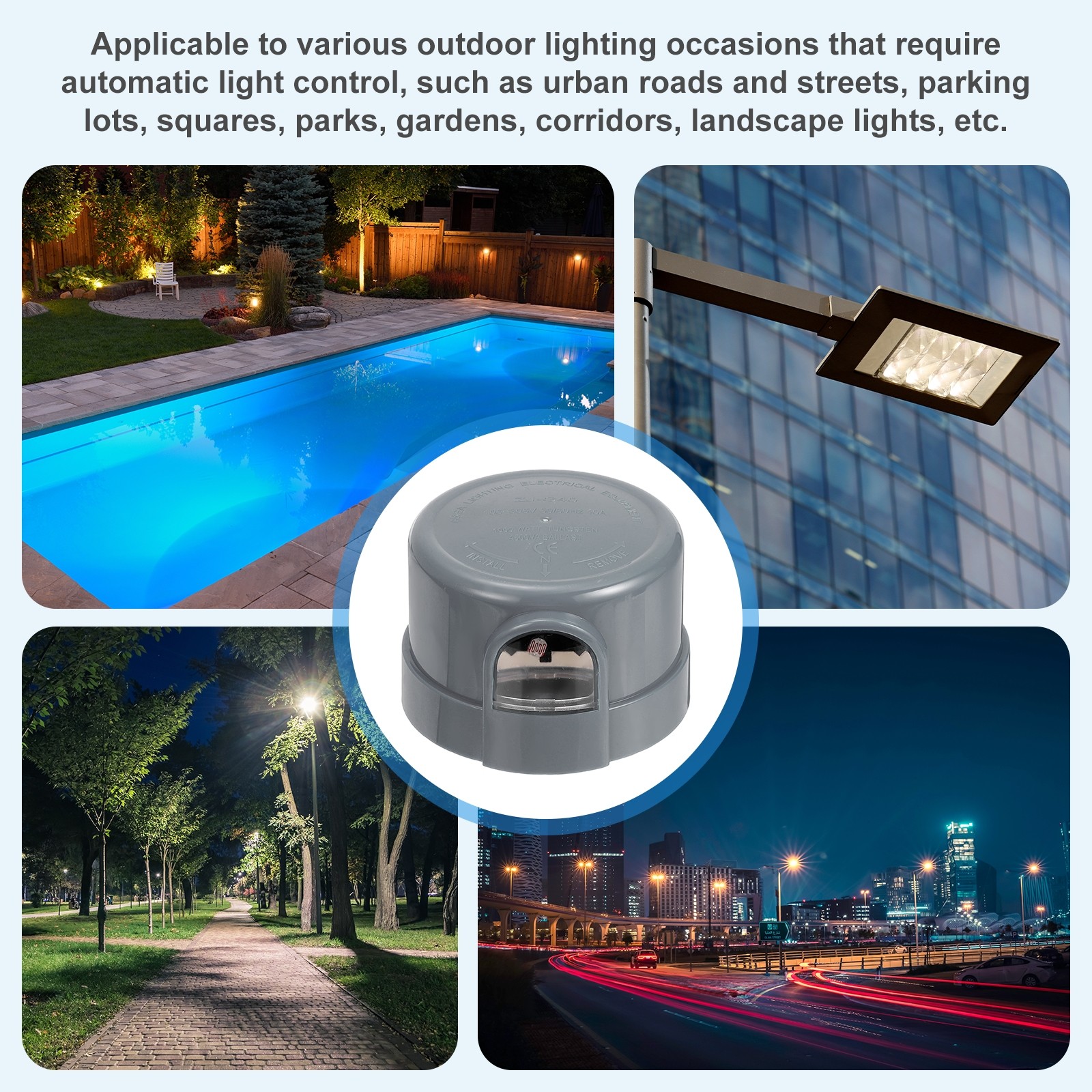 Twist Lock Dusk to Dawn Photocell Sensor for Outdoor Lights, Gray Pack of 2