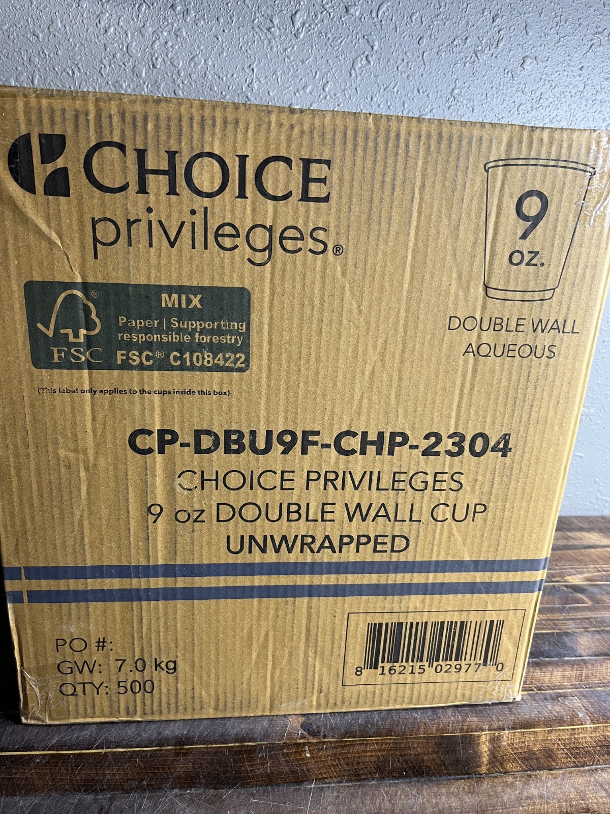 Choice Privileges 9 oz Double Wall Paper Cup Unwrapped Hot Drink 500 Count Case