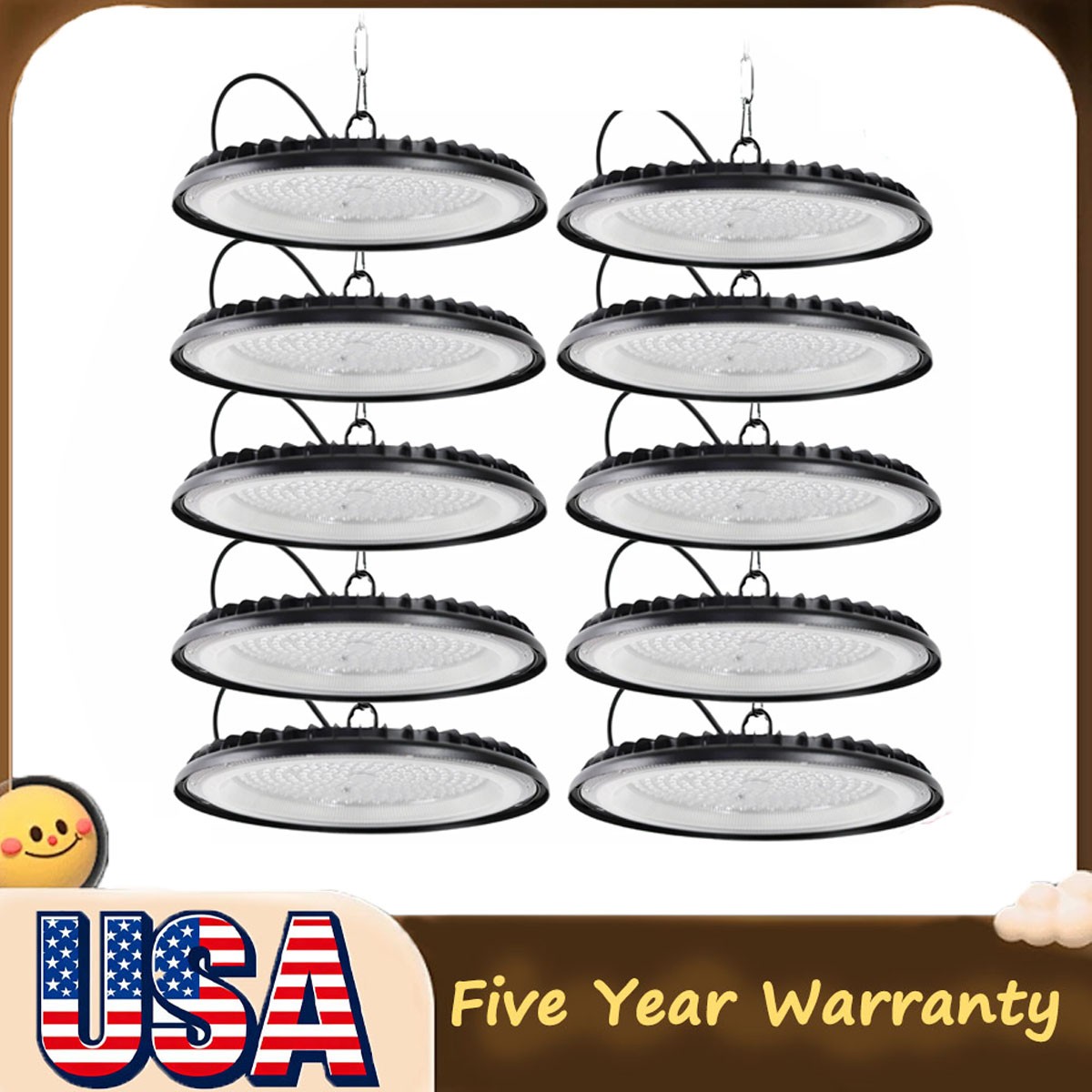 10-Pack 300W UFO LED High Bay Light Shop Industrial Commercial Factory Warehouse