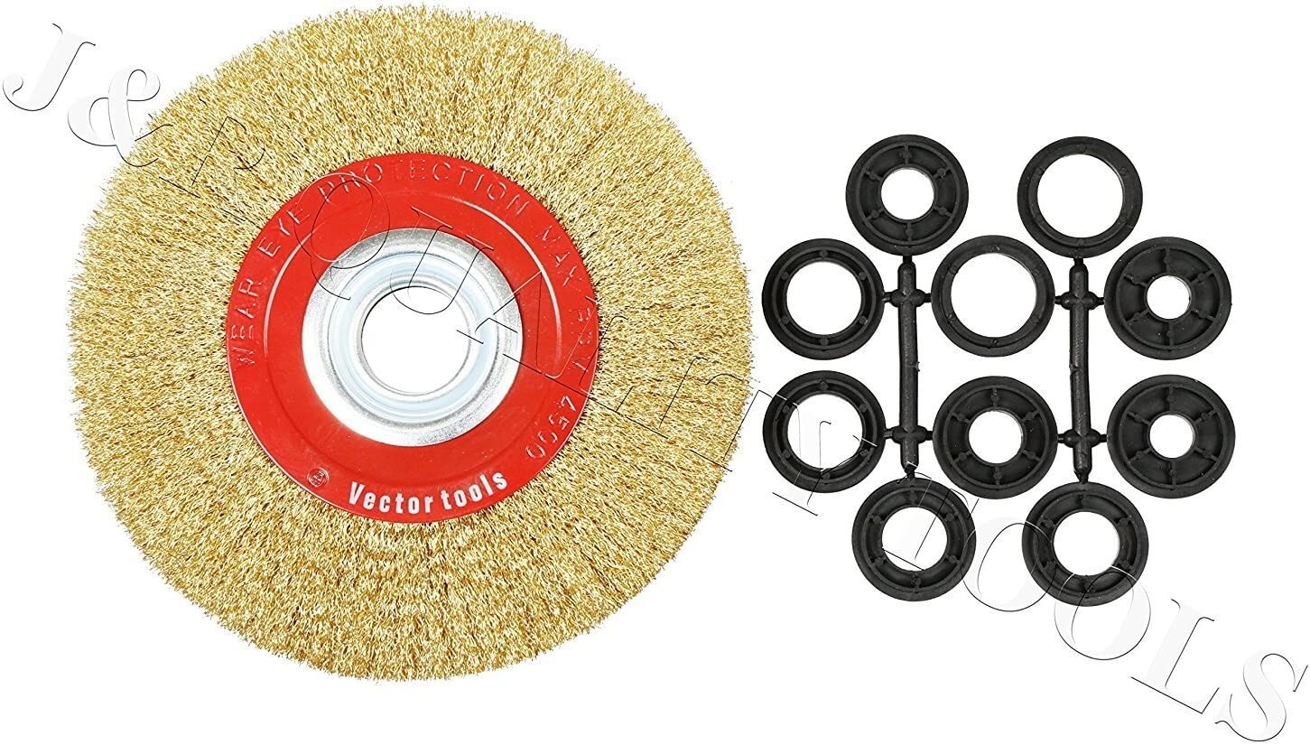 8″ INCH ROUND BRASS WIRE BRUSH WHEEL FOR BENCH GRINDER | RUST/PAINT REMOVAL