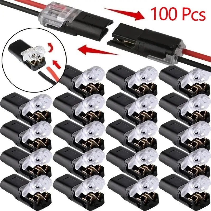 100 PCS Plug-In Quick Wire Connectors, Reusable Clamp Terminal Blocks for Cables