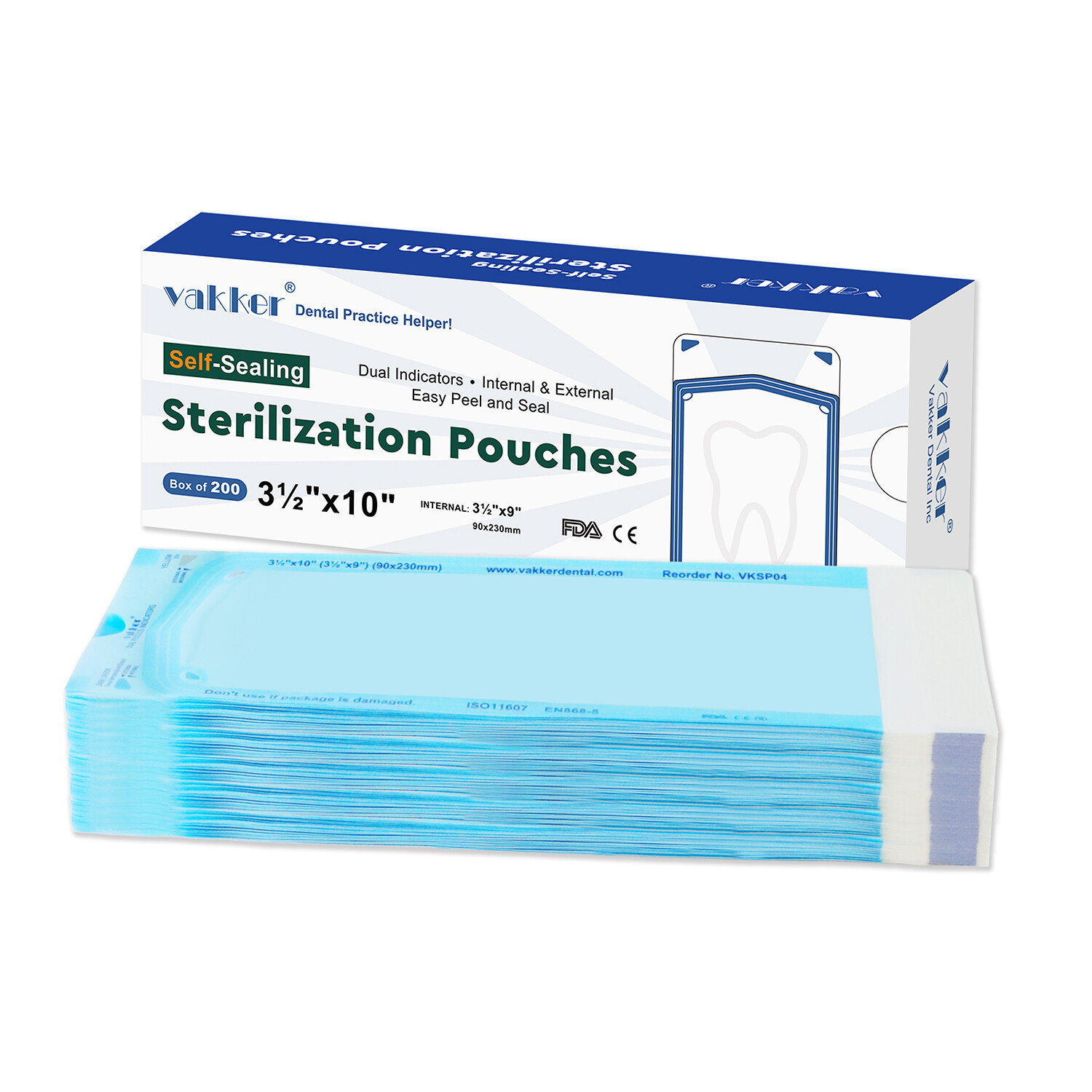 200pcs 3.5″ x 10″ Self Sealing Sterilization Pouches Autoclave, Sterilizer Bag