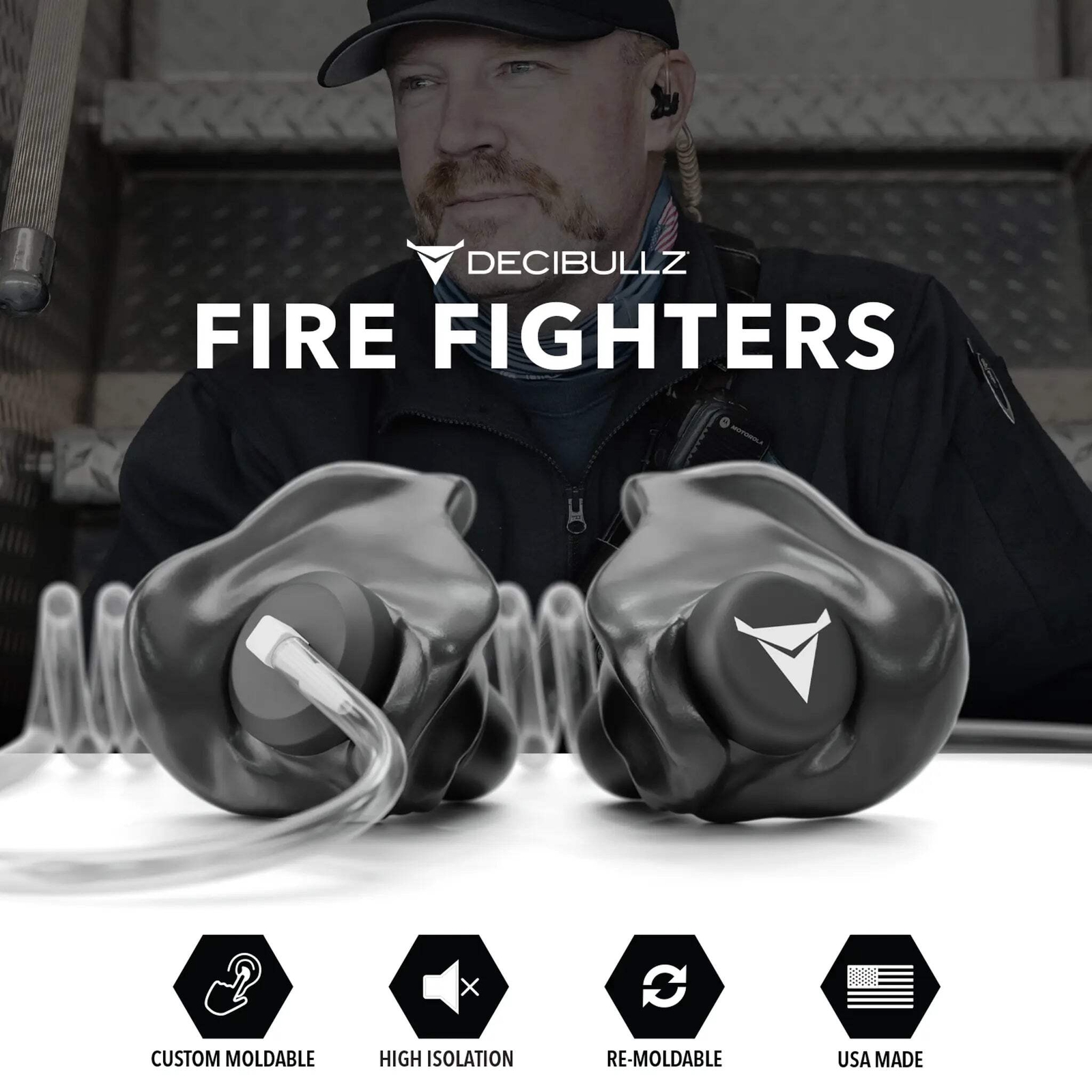 Custom Moldable Isolation Earpiece for Clear Tube, Radio, Surveillance, and Comm