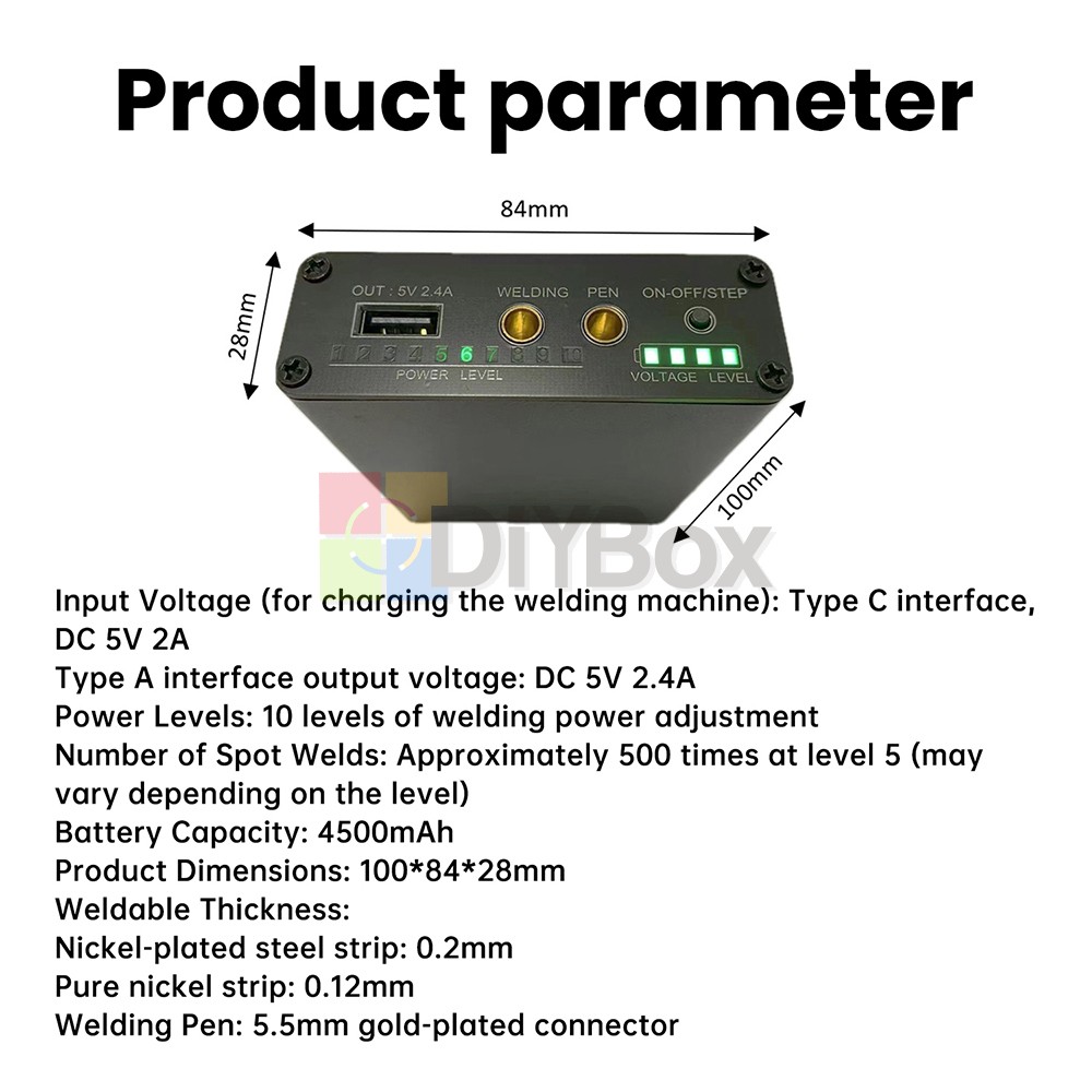 Portable Power Bank Spot Welder 10 Gears 18650/21700 Li-ion Battery Spot Welder