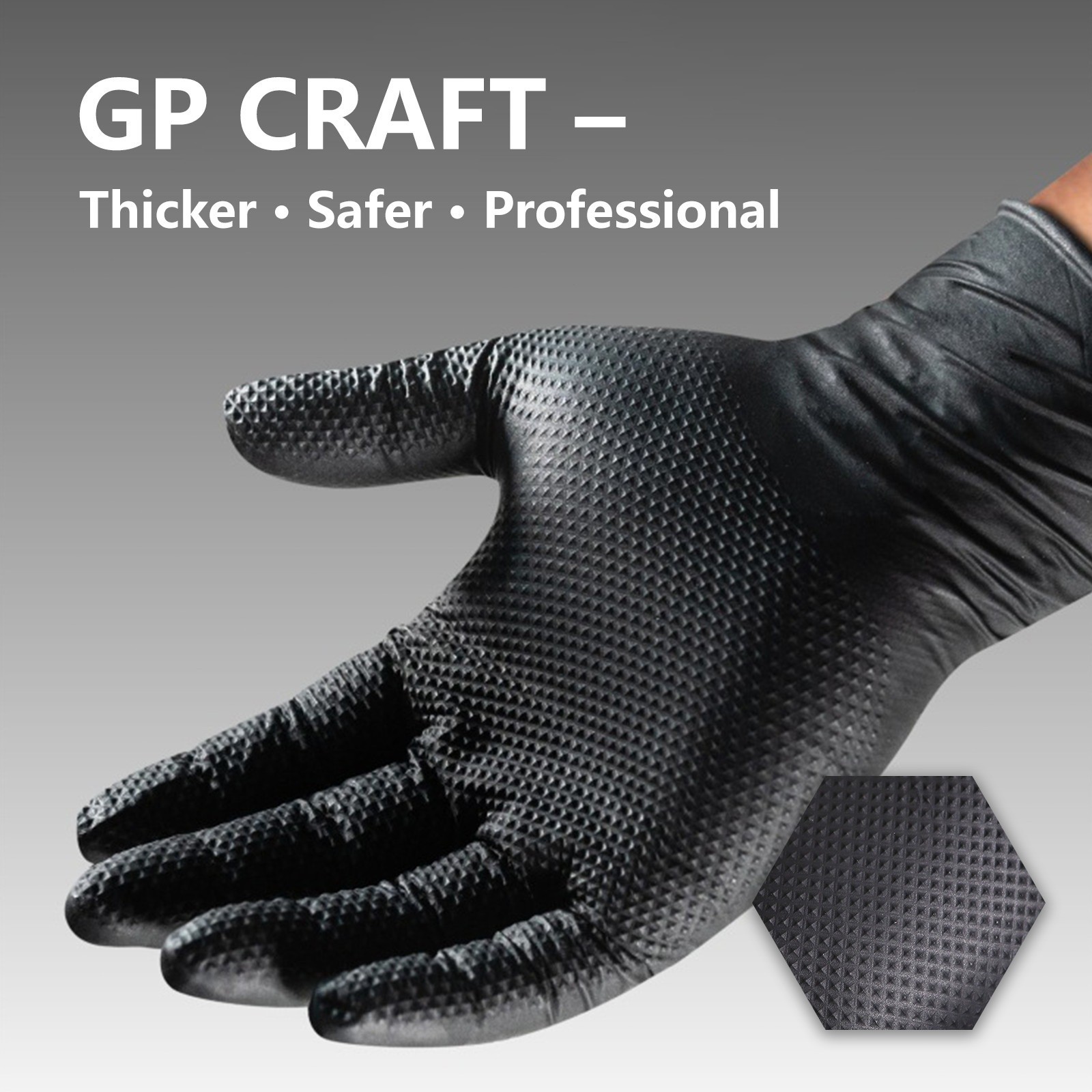 8 Mil Black Nitrile Gloves 3 Pack Heavy Duty Diamond Grip Latex Free Gloves