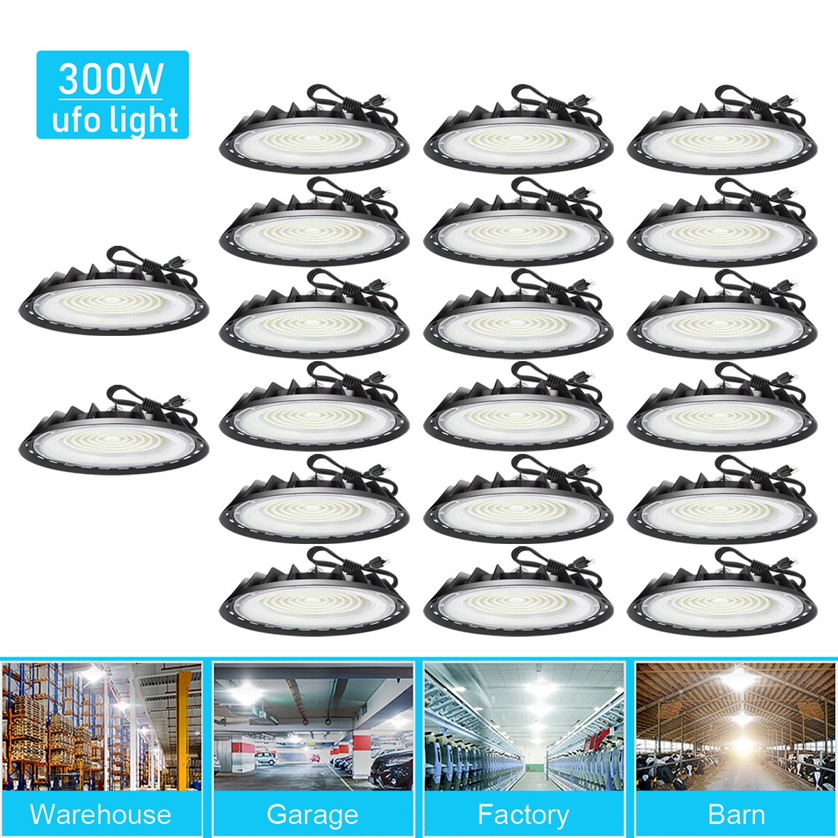 20Pcs 300W UFO Led High Bay Light Industrial Warehouse Garage Commercial Light