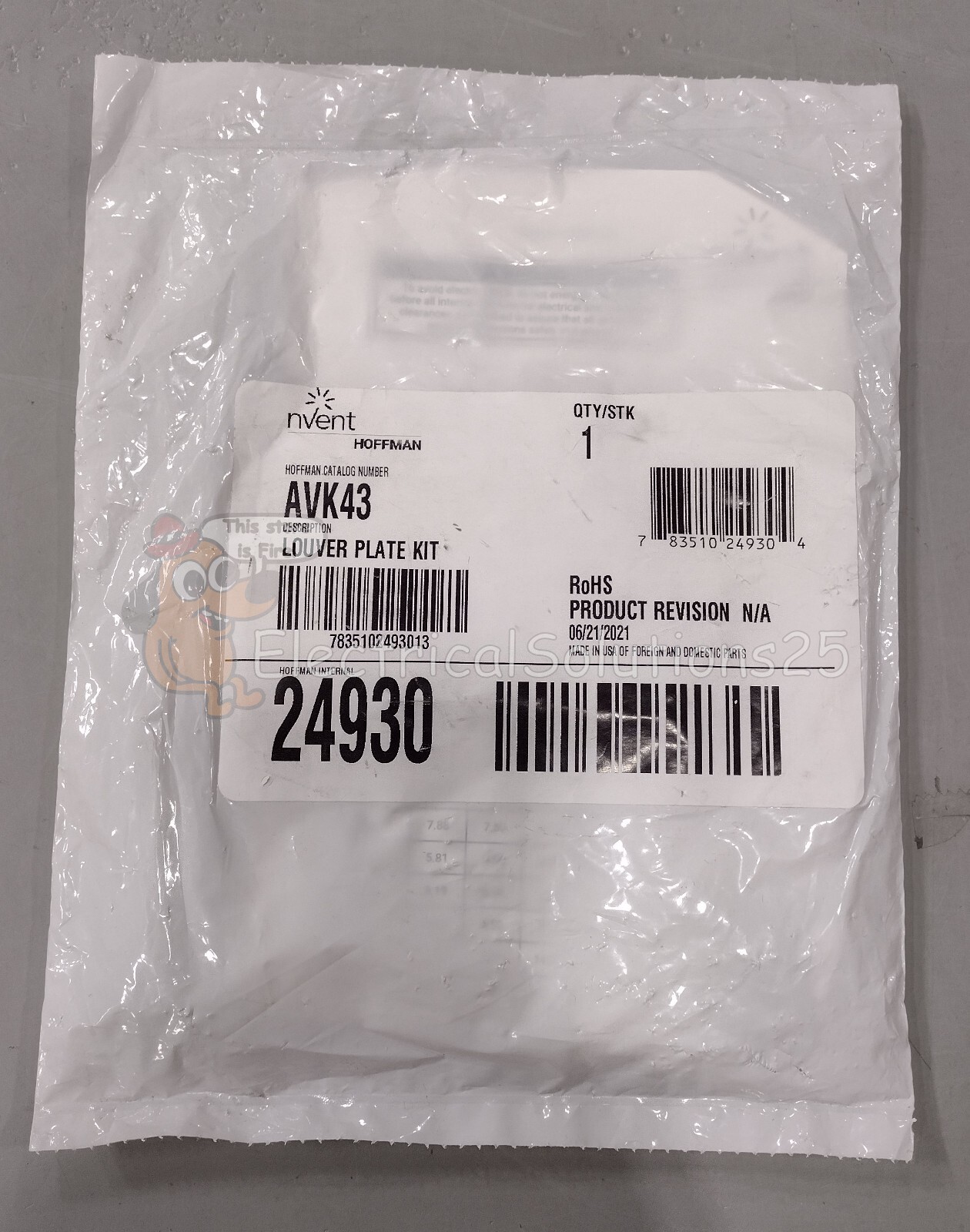 New Hoffman AVK43 Grey Louver Plate Kit Free Shipping