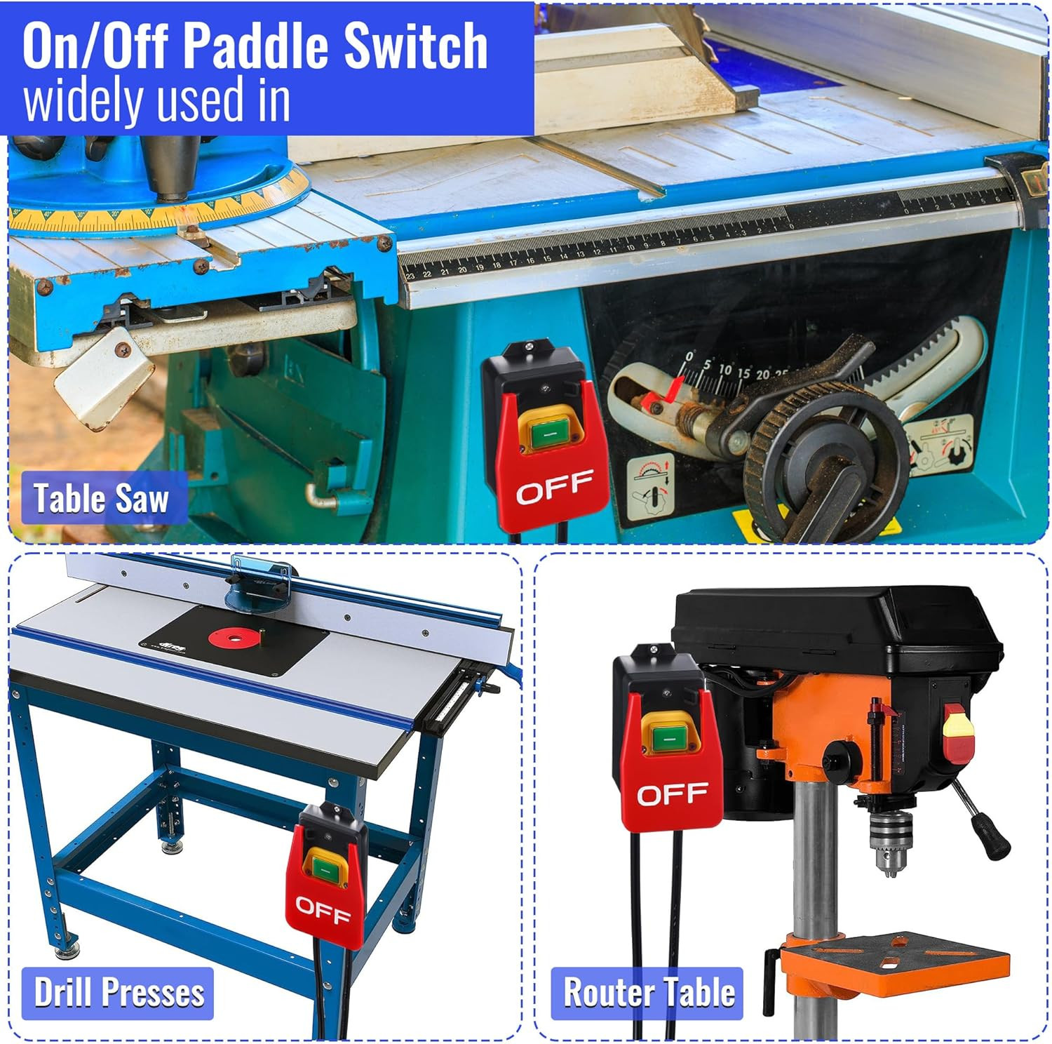 1 Pack 120/230V Single Phase On/0Ff Switch, 120V 2HP Router Table Switch with La