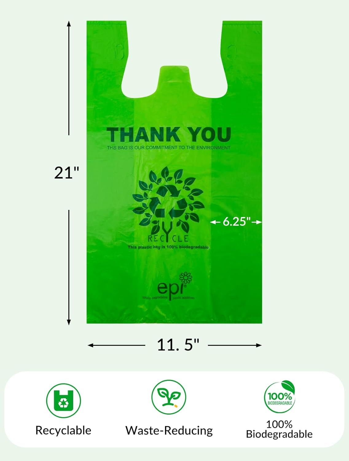 100 Count Recyclable Compostable 100% Biodegradable T-Shirt Bags | Eco-Friend…