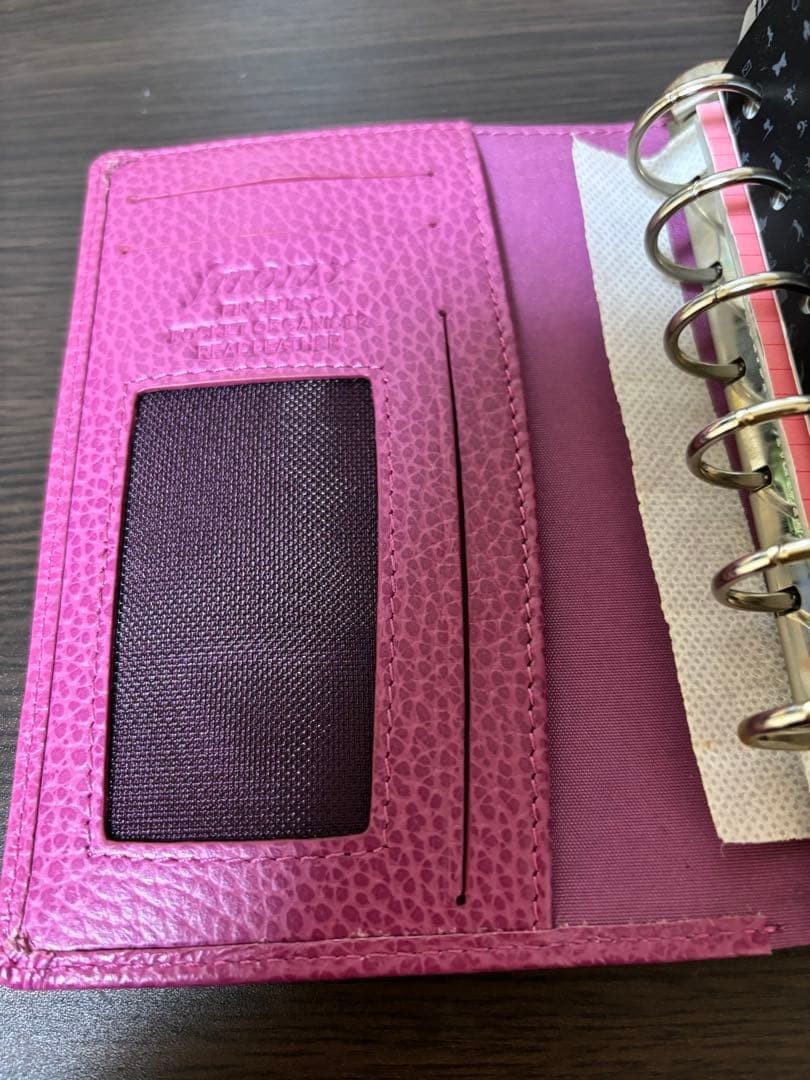 Filofax A6 Light Pink Leather Planner Organiser 6 Ring Zipper Pocket
