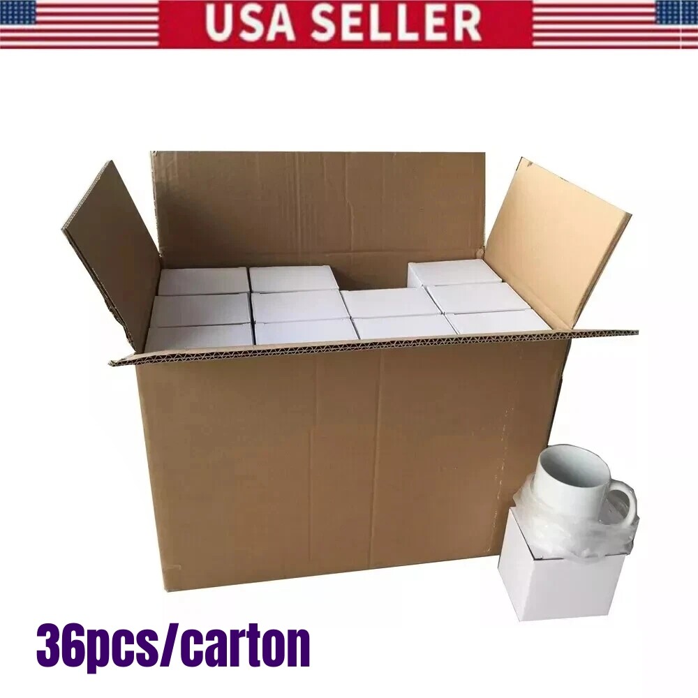 36pcs Blank White Mugs A Grade 11OZ Sublimation Coated Mugs for Heat Press