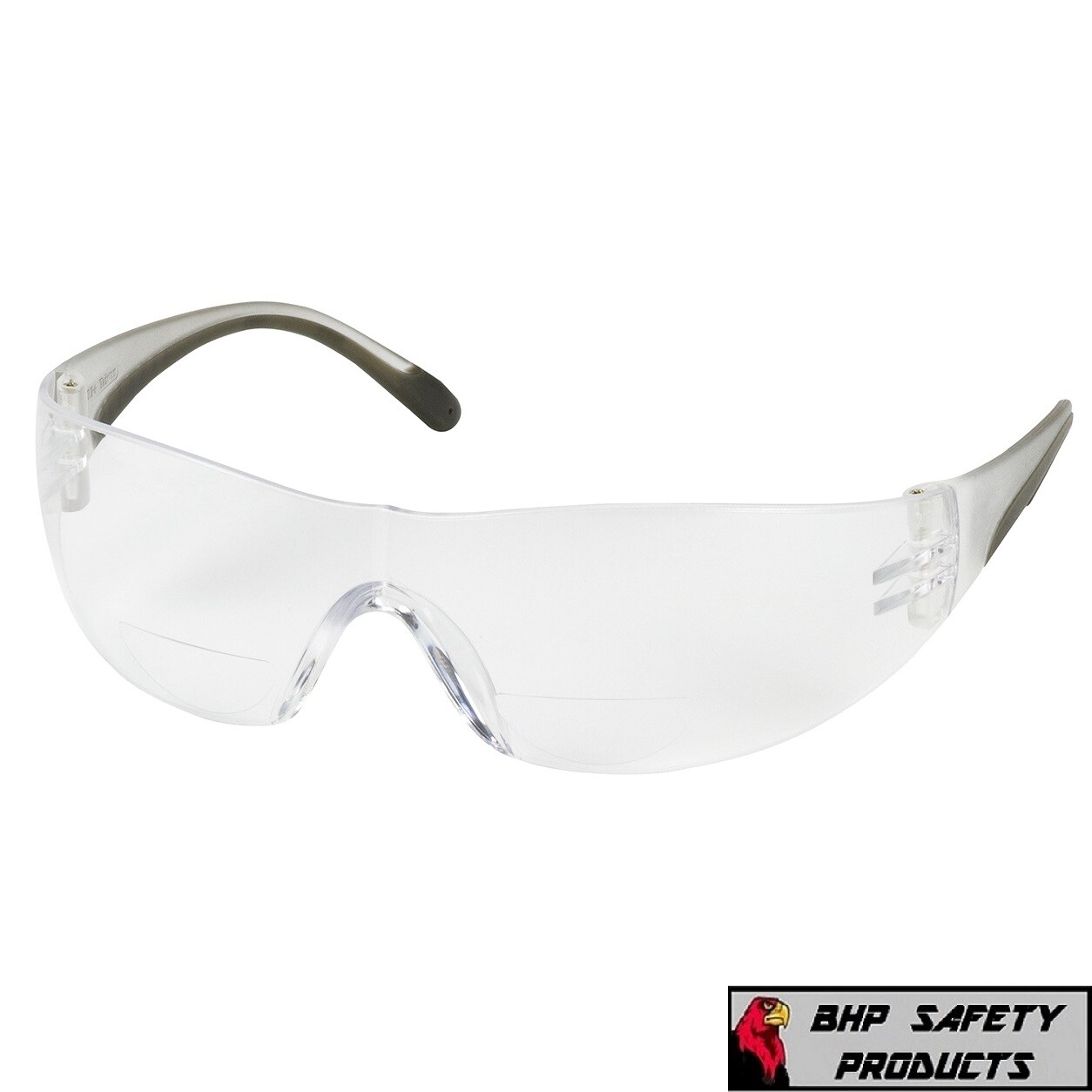 Bouton Zenon Z12R Bifocal Safety Glasses Black Temple Trim Clear Lens Reader