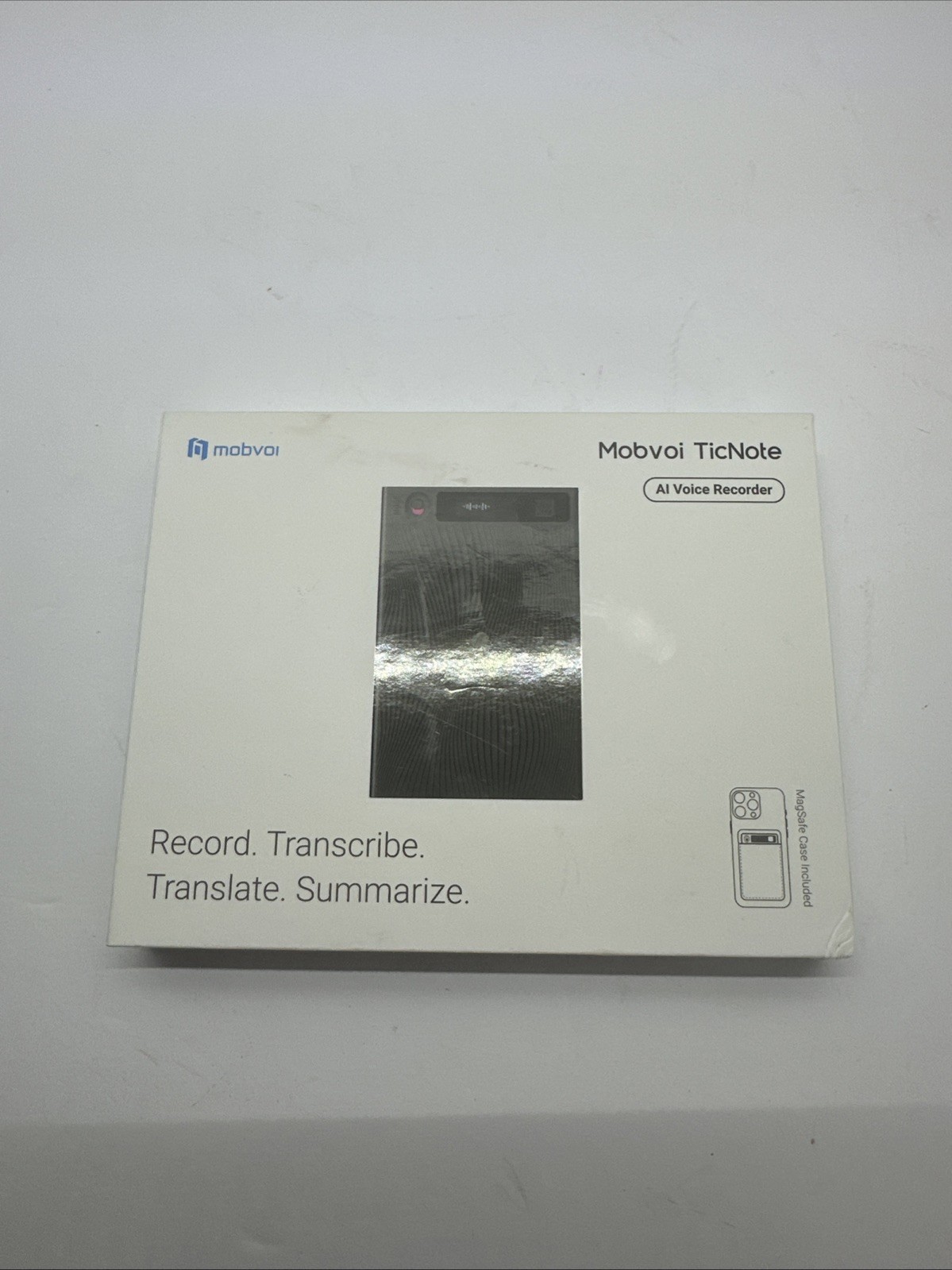 Mobvoi TicNote AI Voice Recorder 64GB Memory Note Recorder w/Case Open Box