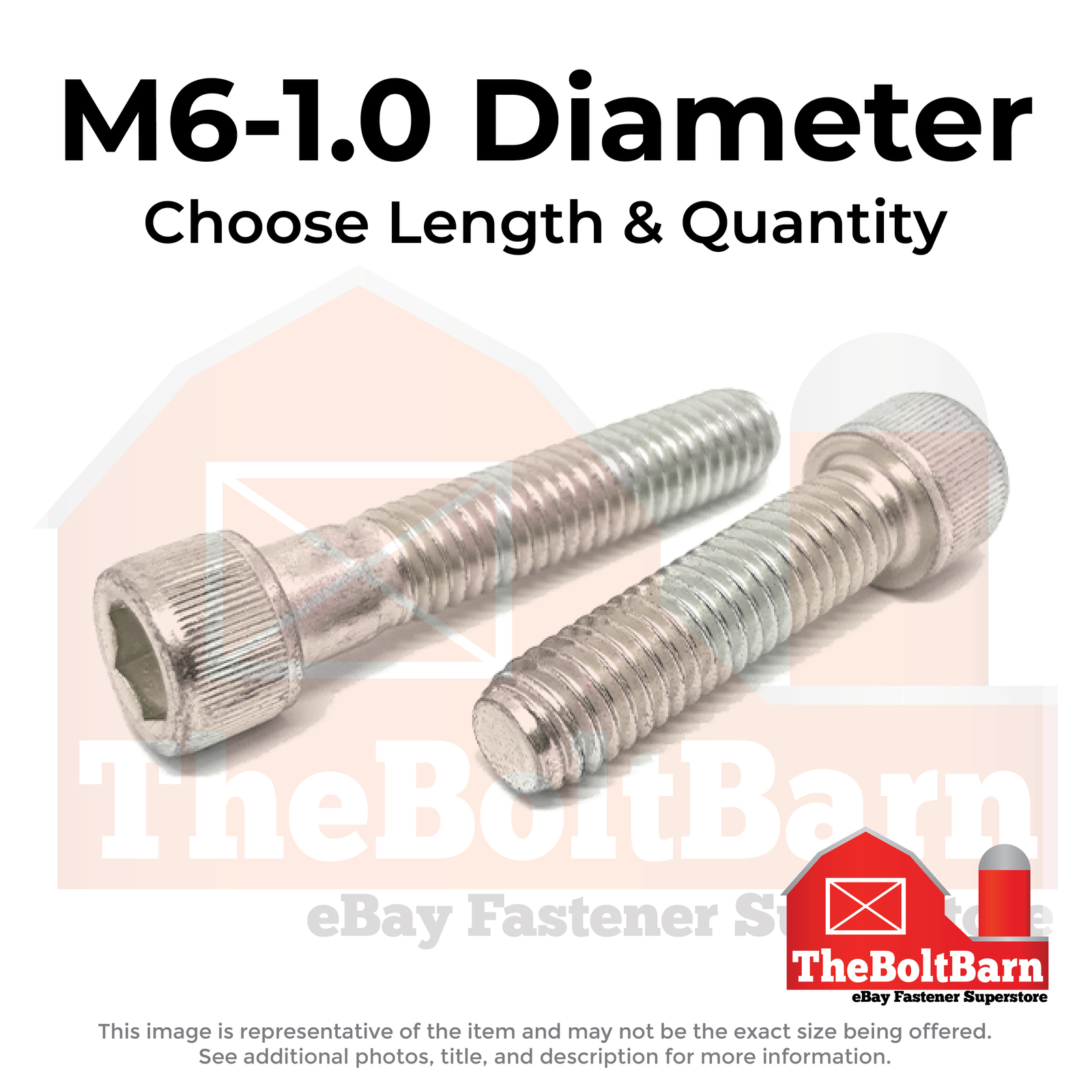 M6-1.0 Metric Stainless Coarse Socket Head Cap Screws (Choose Length & Qty)