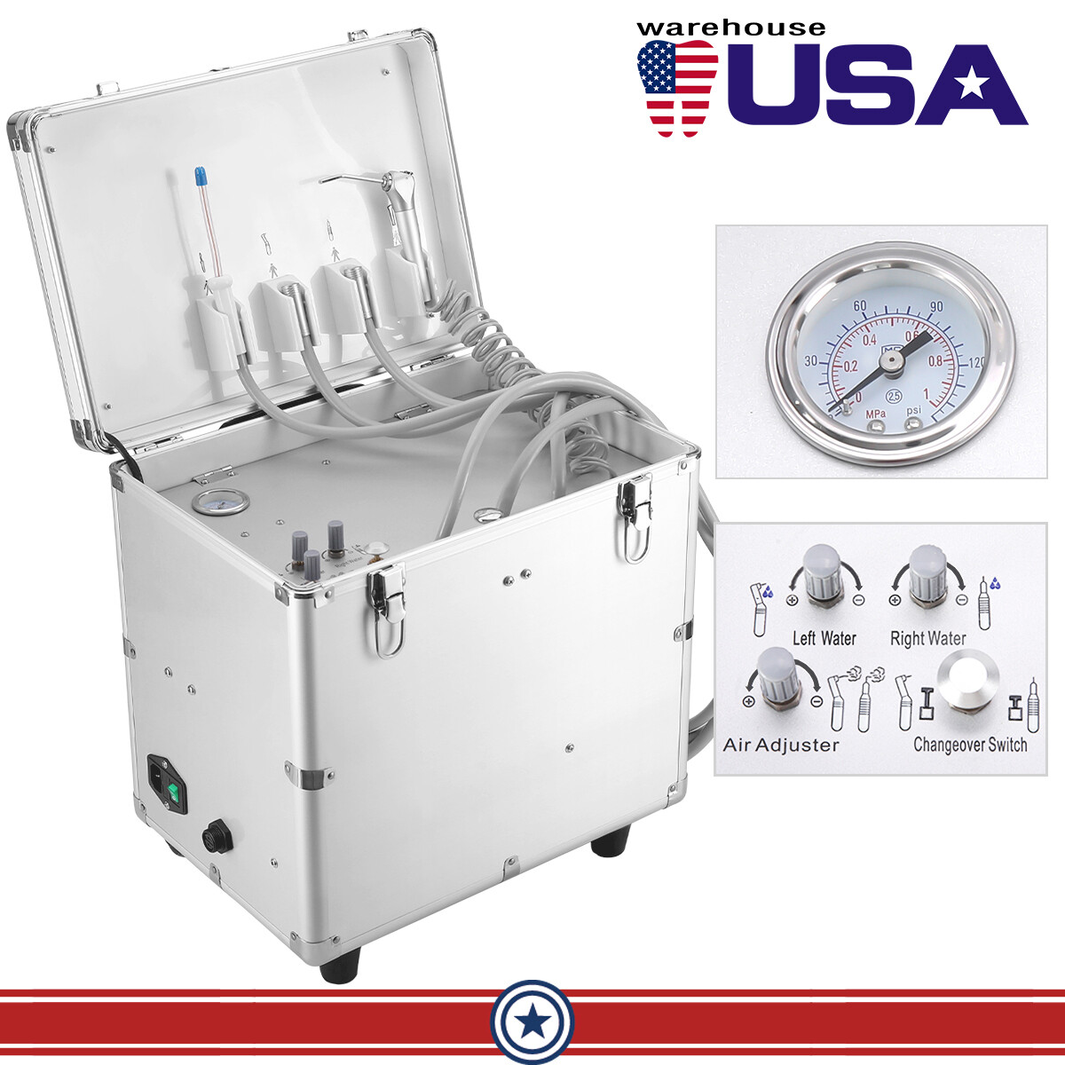 Dental Delivery Unit Air Compressor Case Built in LED Light Curing Scaler