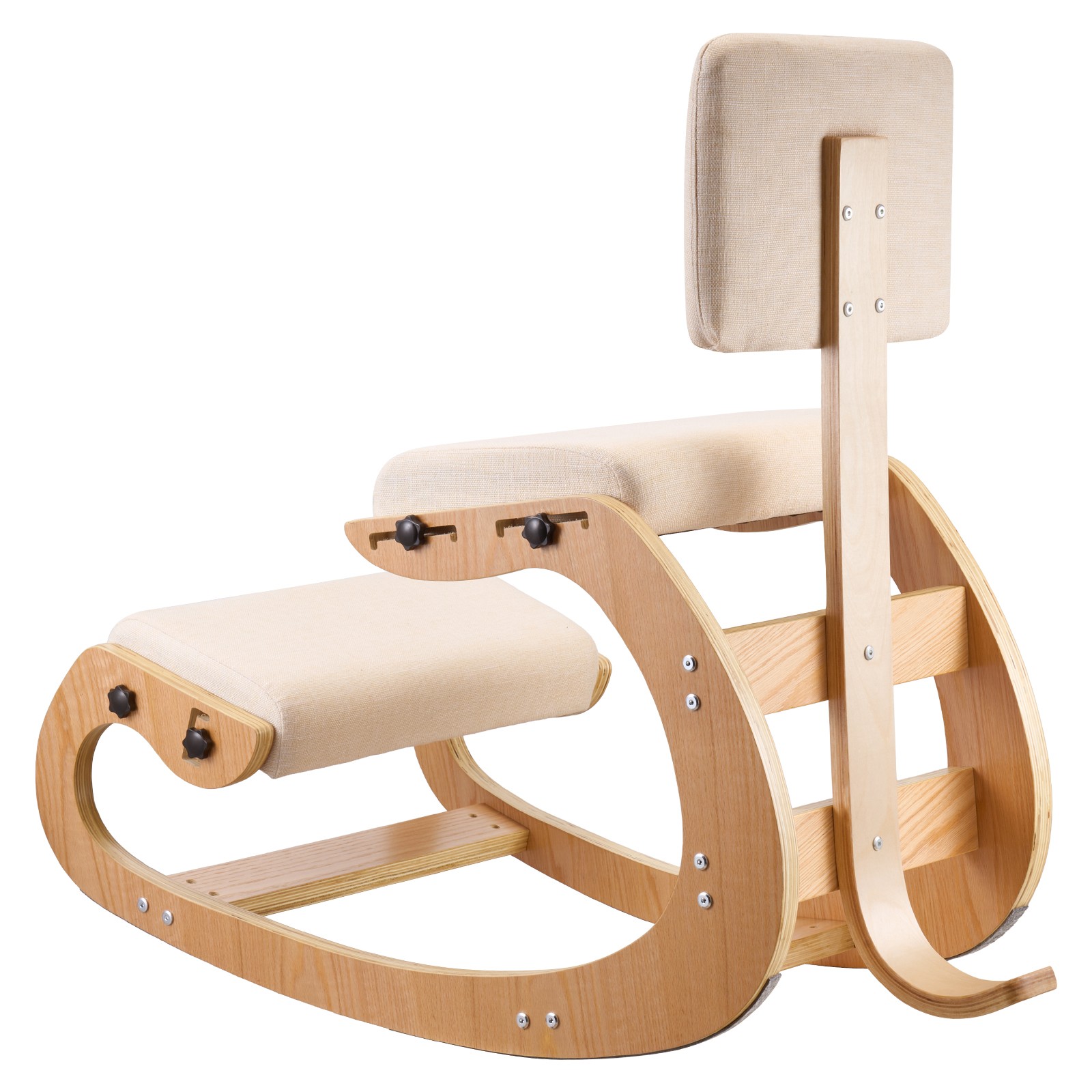 Uimoso Ergonomic Wooden Kneeling Chair with Backrest and Comfortable Cushions