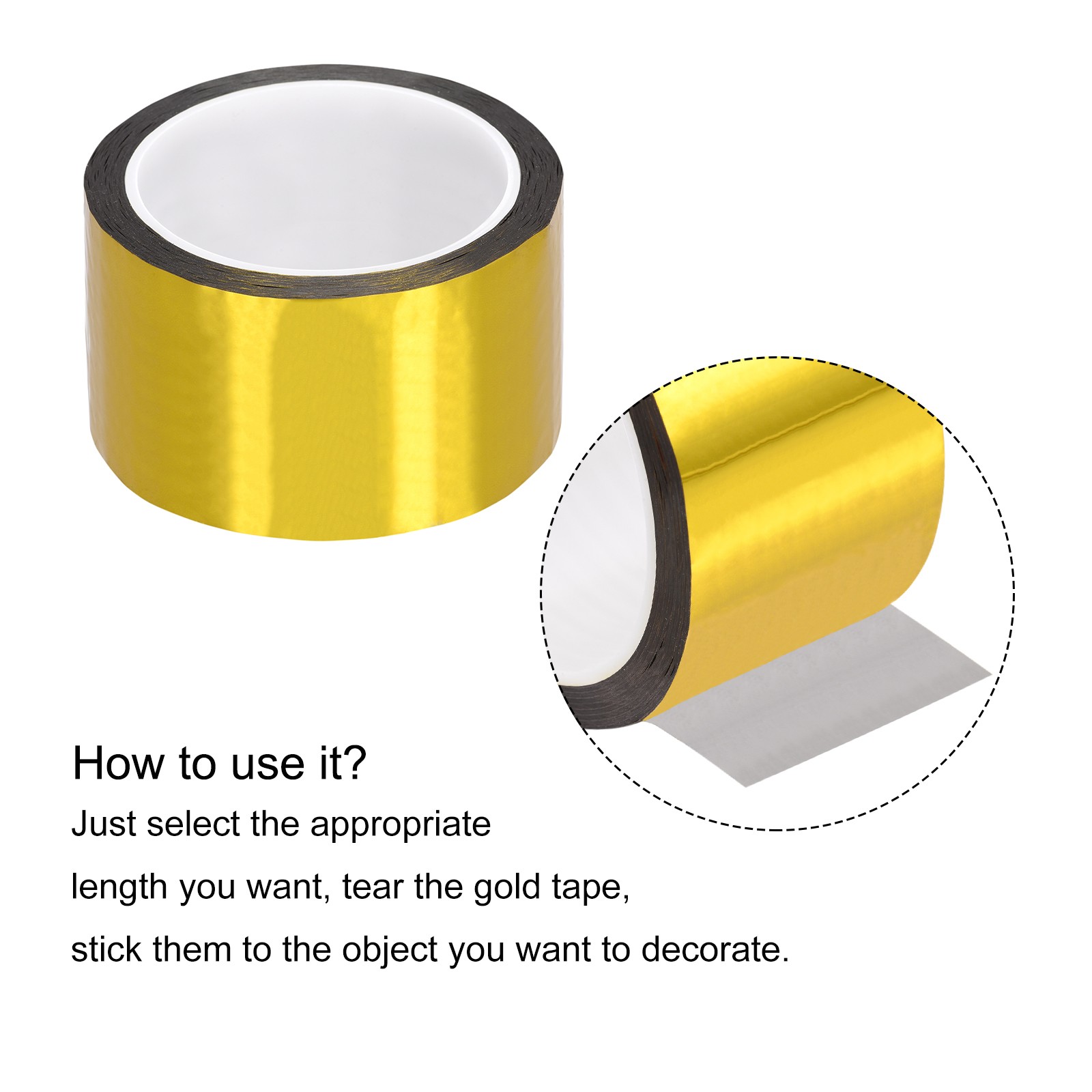 Gold Tone Metalized Tape 2 Inch x 55 Yards Decoration Tape for DIY