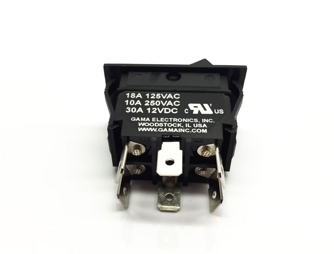 30 Amp DPDT Double Pole Double Throw On-Off-On Rocker Switch – 129E-B/B