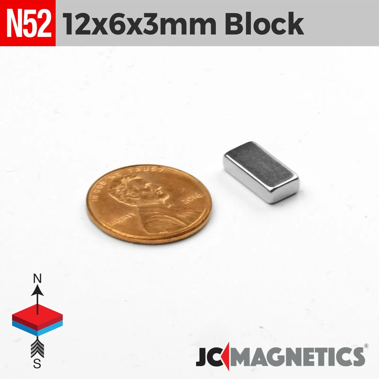 12mm x 6mm x 3mm N52 Small Strong Rare Earth Neodymium Magnet Blocks 12x6x3mm