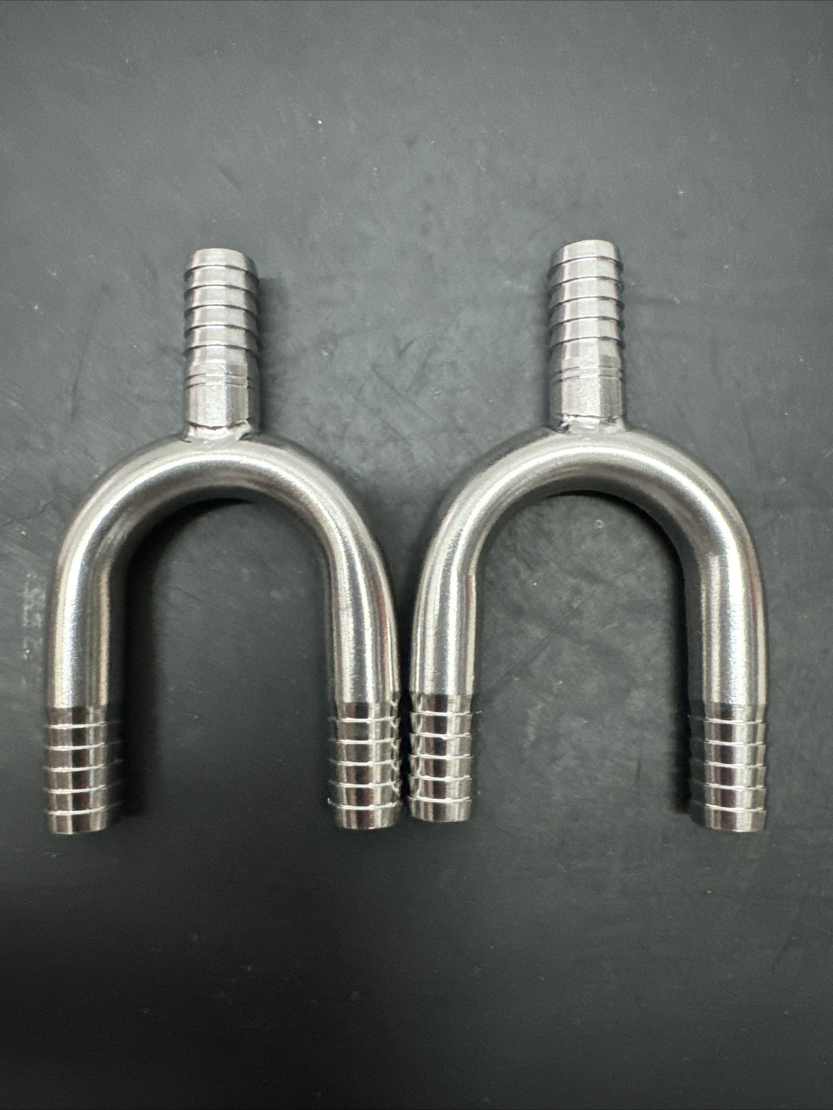 (2) FOOD GRADE STAINLESS STEEL 5/16″ BARB Y HOSE FITTING ADAPTERS SPLICERS