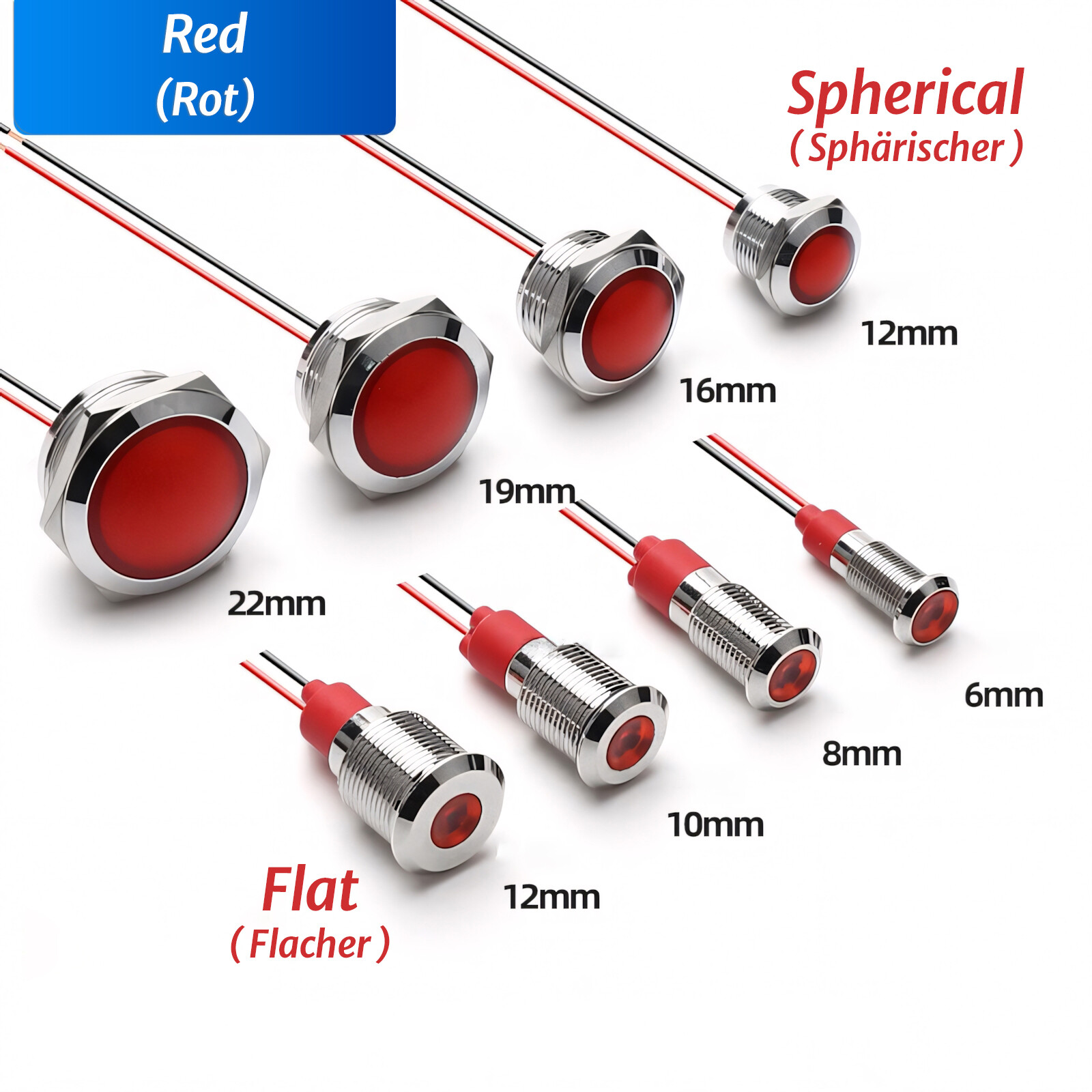 Metal Indicator Light LED Waterproof Small Line Power Signal Light AC/DC 3V-220V