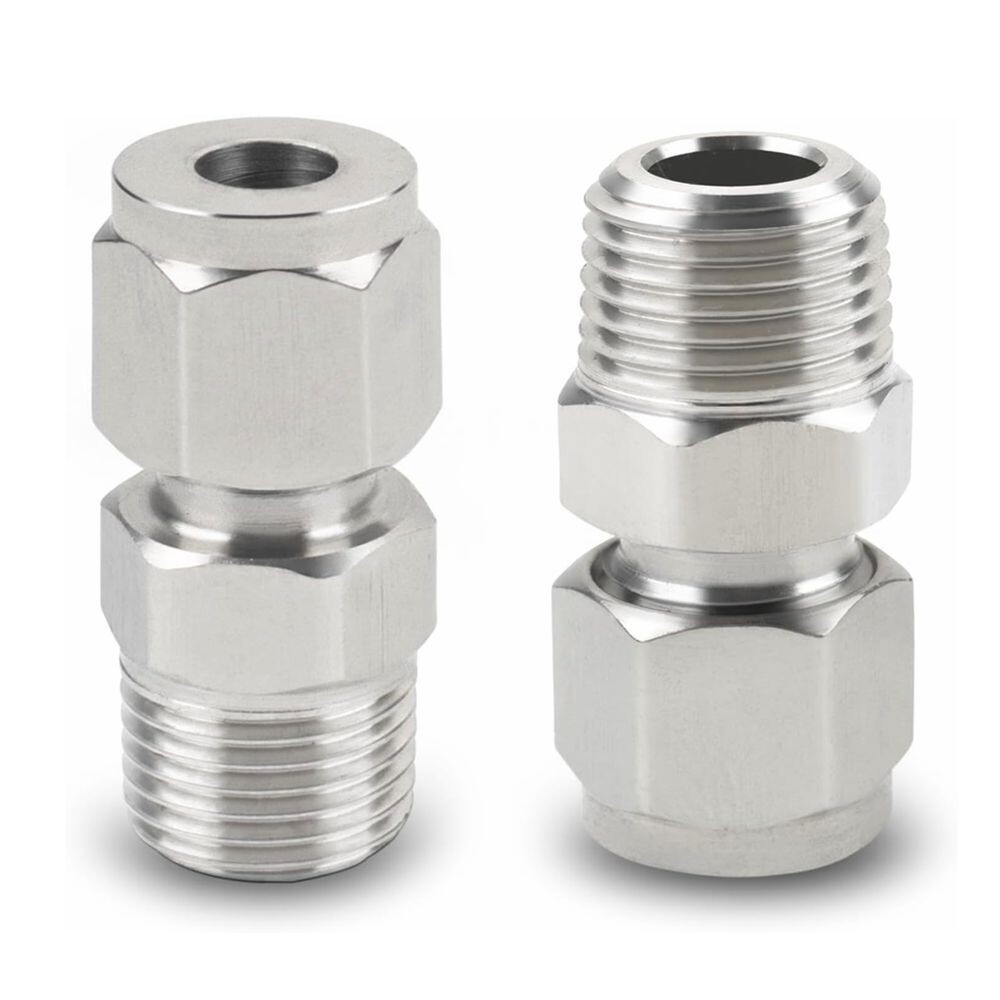 2x Stainless Steel 304 Compression Tube Fitting Adapter 3/8″ OD x 3/8″ NPT C582