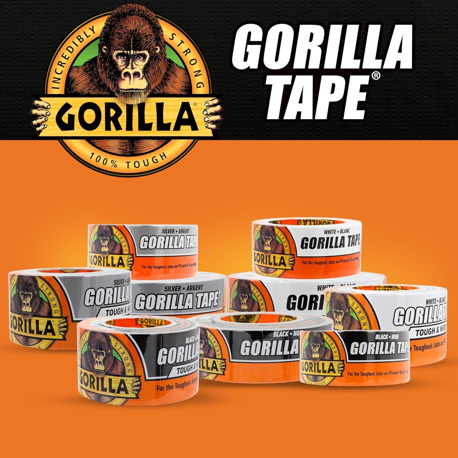 Gorilla Tape Tough & Wide, White Tape, 2.88″ x 25 yd (Pack of 1) – Heavy Duty an